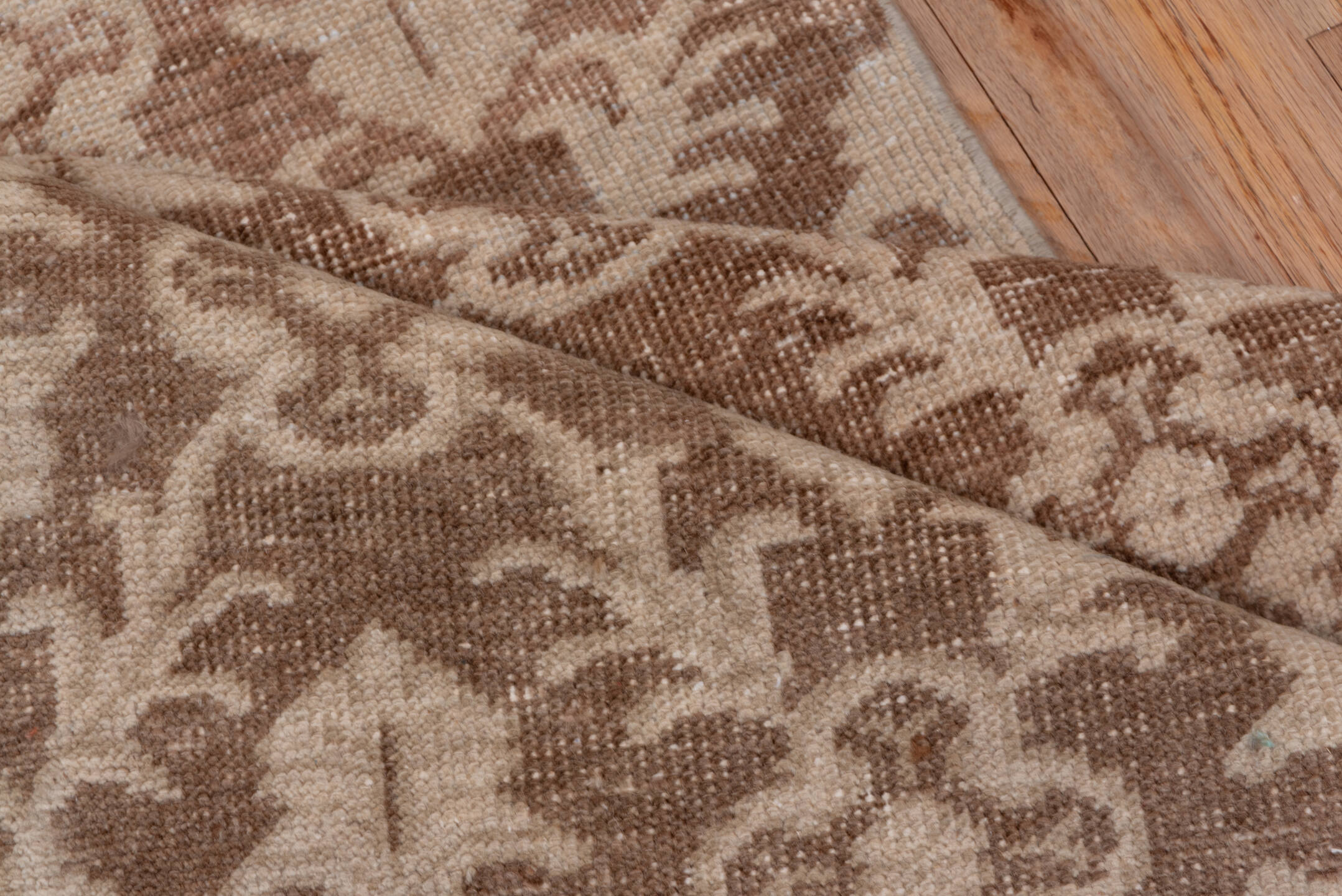 2' x 10' one-of-a-kind handmade vintage Oushak runner rug. Color palette: taupe, ivory, beige, brown, gray