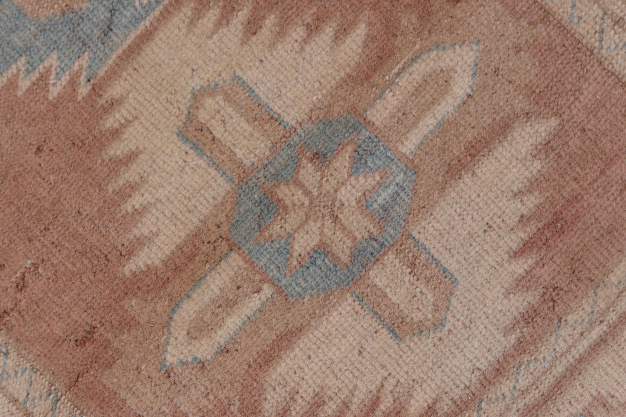 2' x 3' one-of-a-kind handmade vintage Oushak small size rug. Color palette: brown, gray, light gray, off-white, pink, snow