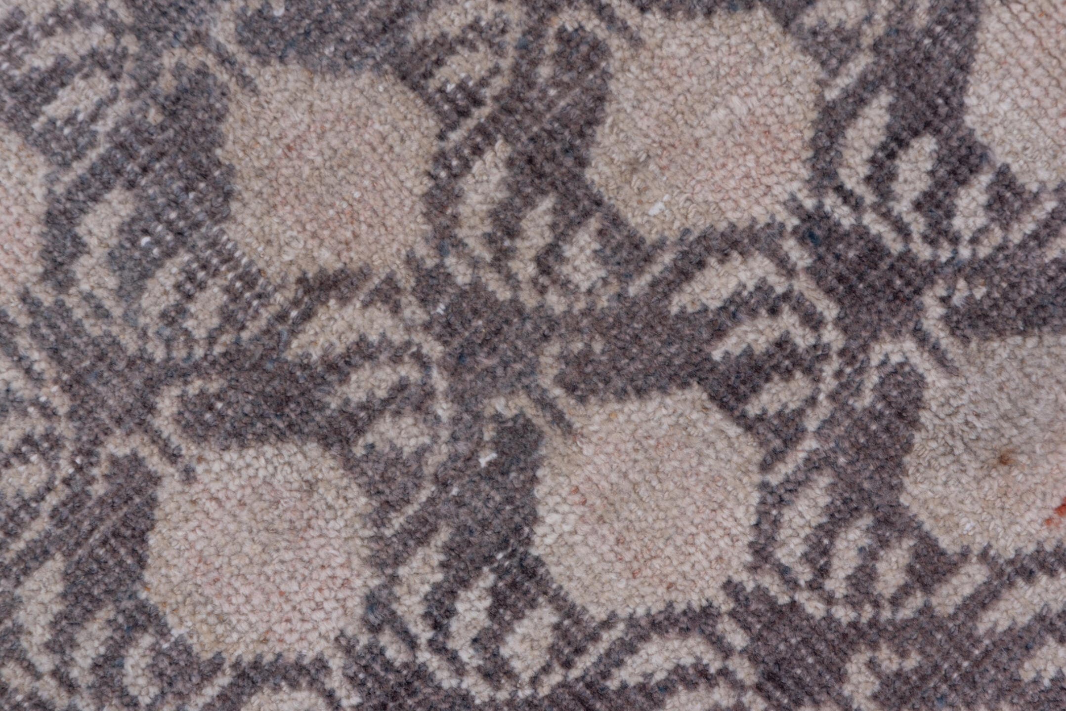 4' x 8' one-of-a-kind handmade vintage Oushak rug. Color palette: gray, ivory, taupe, beige