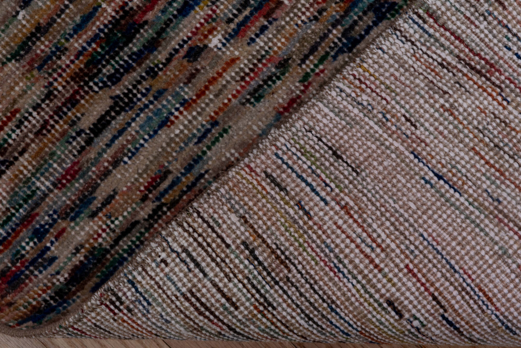 2' x 4' one-of-a-kind handmade vintage Oushak small size rug. Color palette: blush, ivory, muted blue, taupe, rust, sage