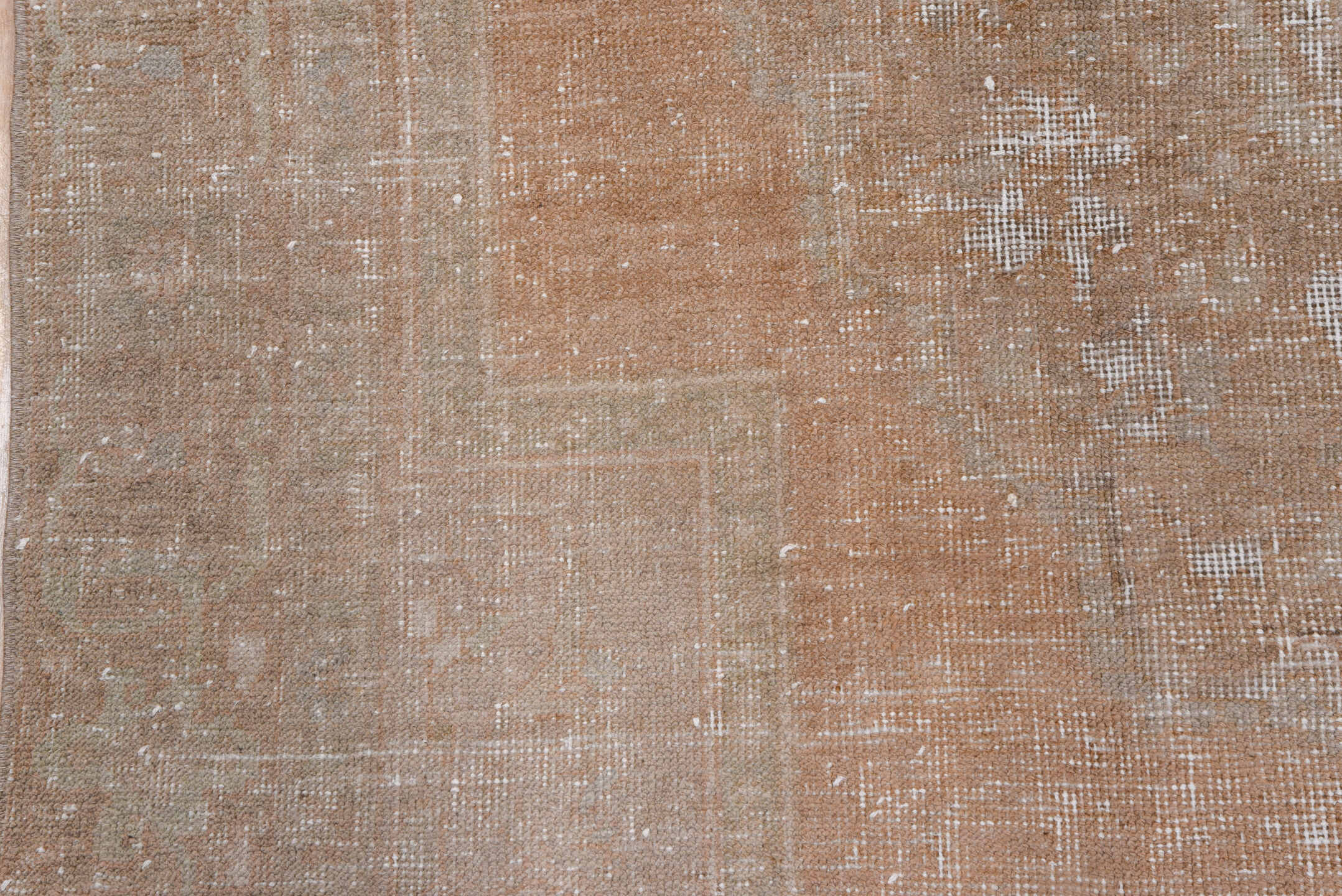 7' x 11' one-of-a-kind handmade vintage Oushak large size rug. Color palette: blush, taupe, ivory, beige, sand, pink, gray