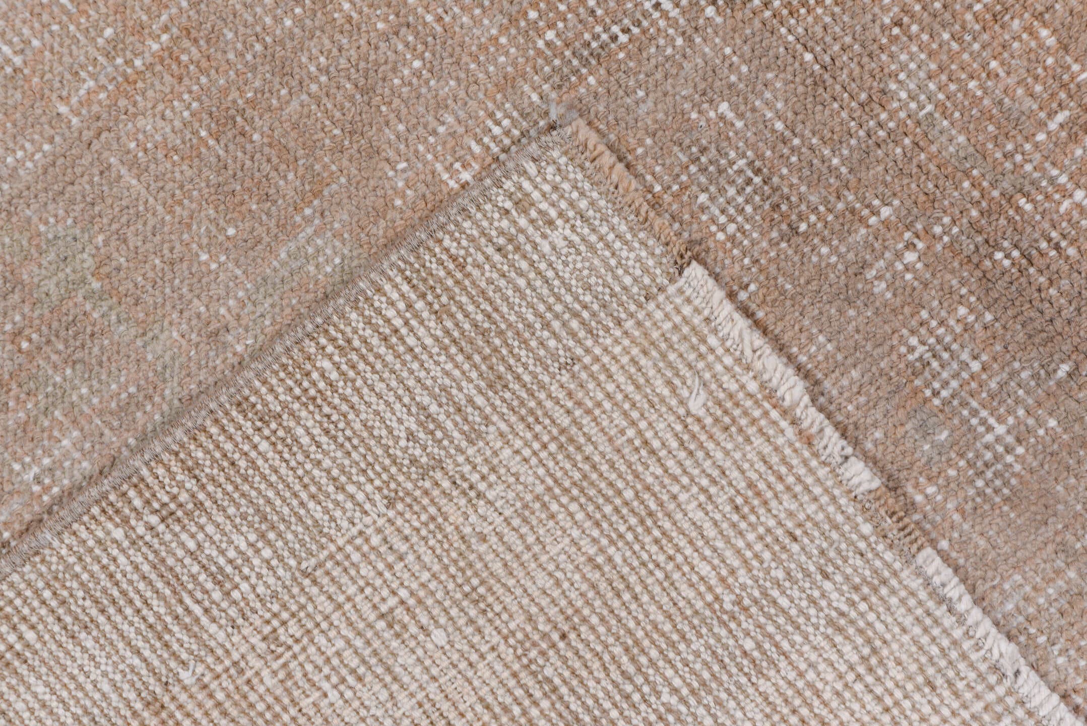 7' x 11' one-of-a-kind handmade vintage Oushak large size rug. Color palette: blush, taupe, ivory, beige, sand, pink, gray