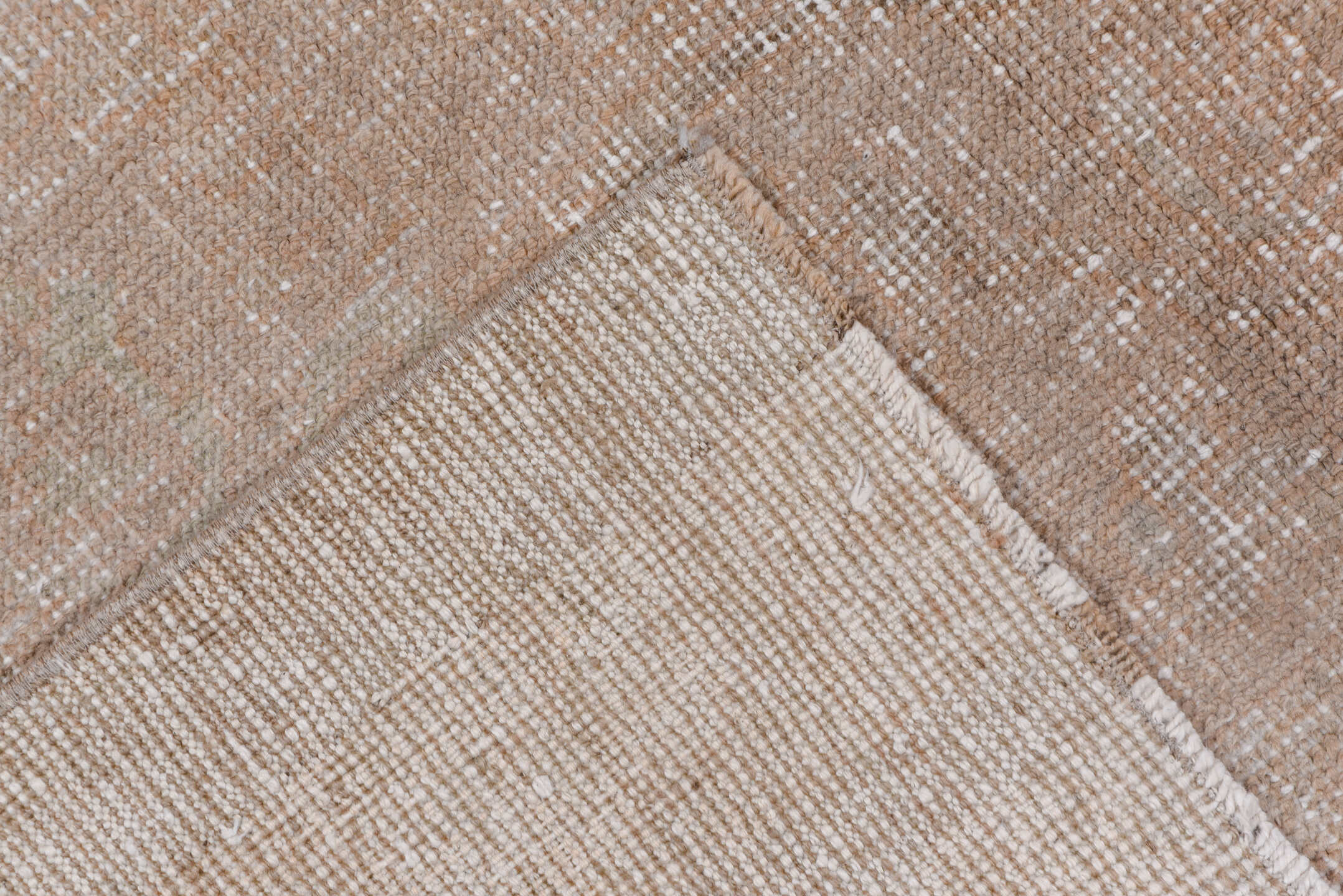7' x 11' one-of-a-kind handmade vintage Oushak large size rug. Color palette: blush, taupe, ivory, beige, sand, pink, gray