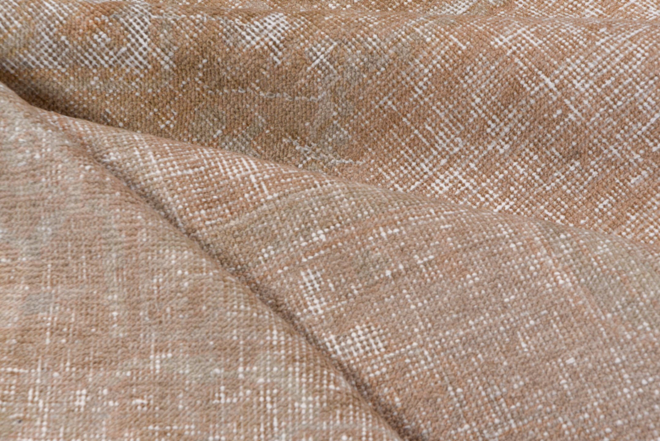 7' x 11' one-of-a-kind handmade vintage Oushak large size rug. Color palette: blush, taupe, ivory, beige, sand, pink, gray
