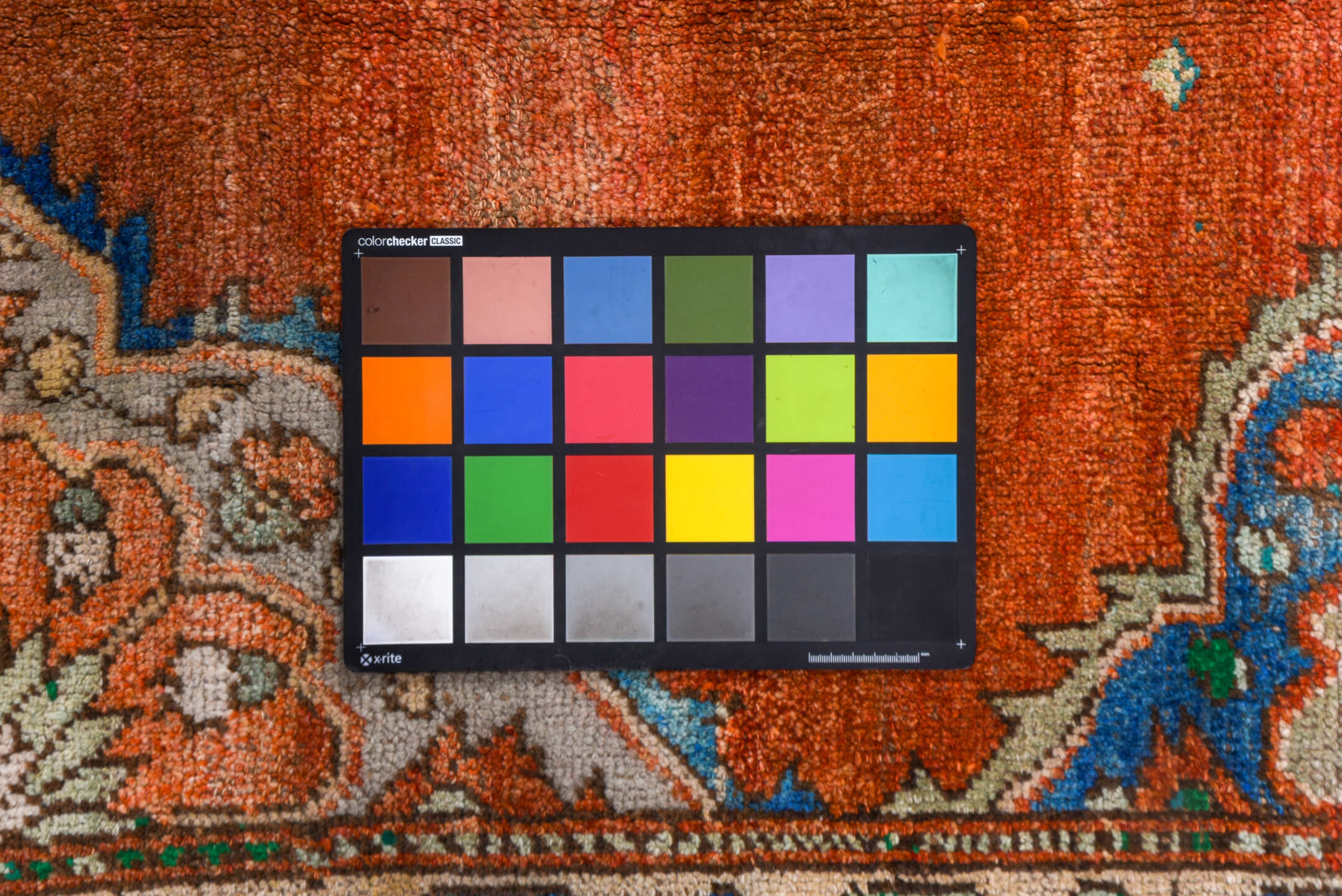 7' x 8' one-of-a-kind handmade vintage Oushak rug. Color palette: blue, brown, gray, light gray, off-white, pink, red