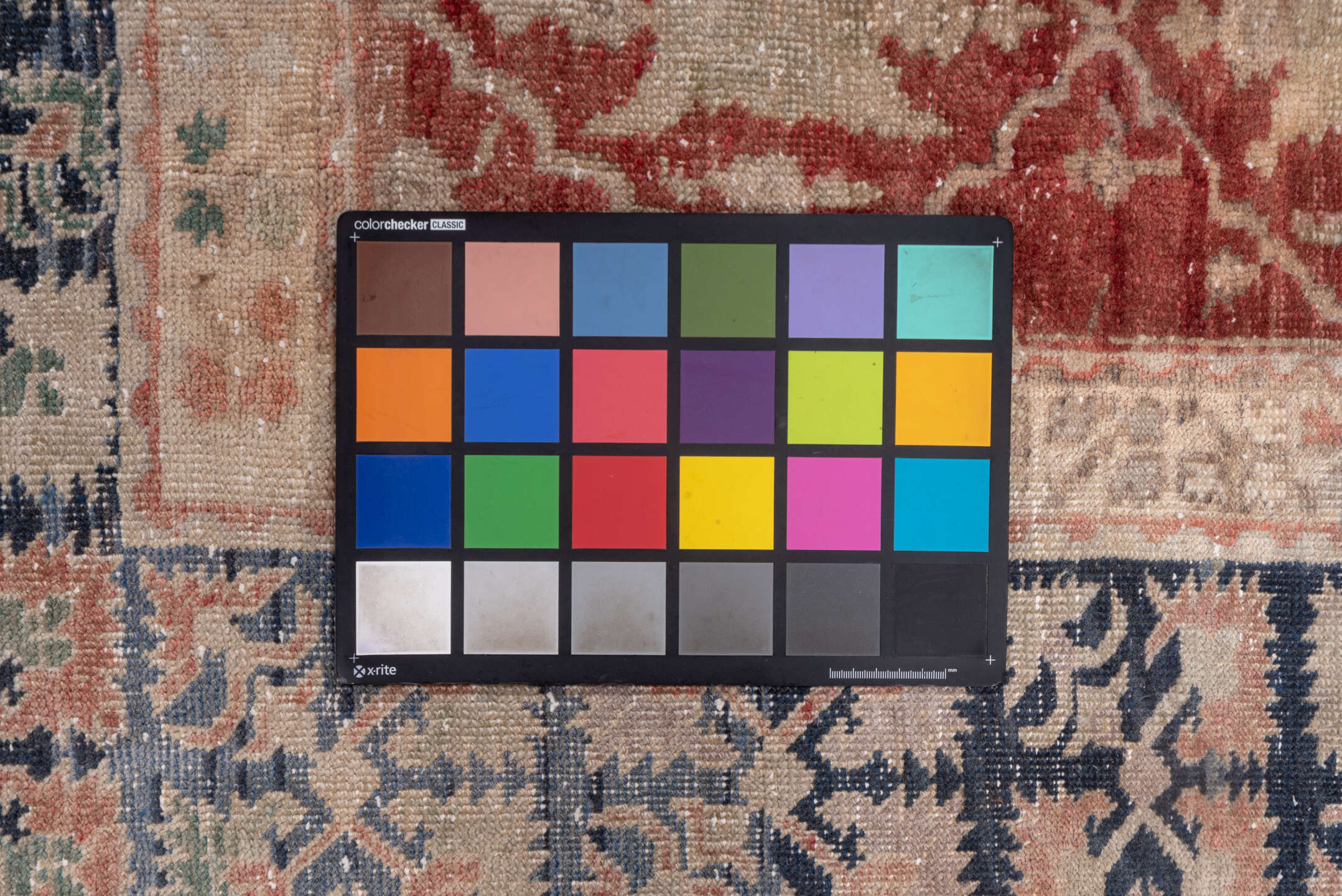 6' x 8' one-of-a-kind handmade vintage Oushak medium size rug. Color palette: black, blue, brown, gray, light gray, pink