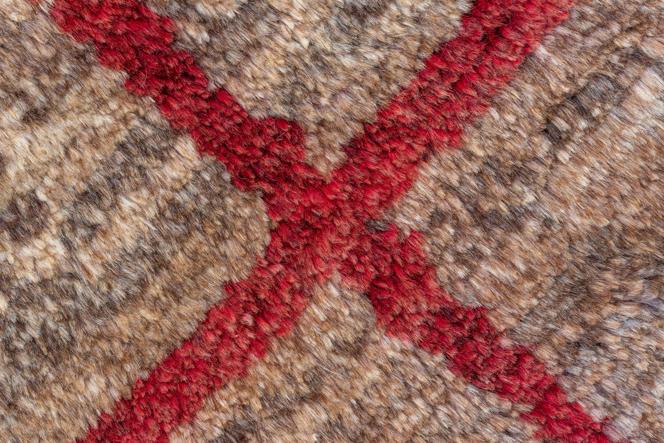 3' x 5' one-of-a-kind handmade vintage Gabbe small size rug. Color palette: brown, pink, red, tan