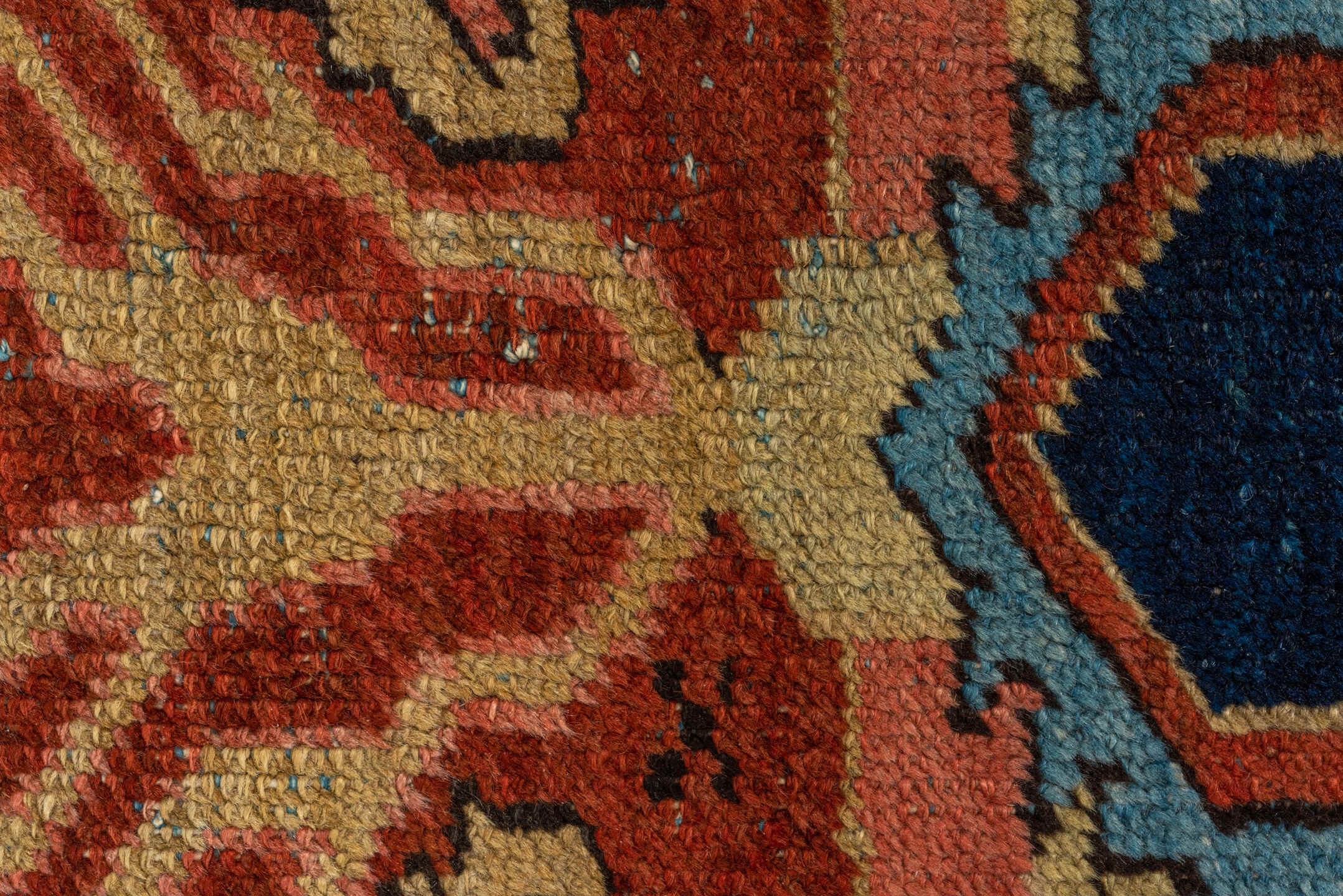 8' x 11' one-of-a-kind handmade vintage Serapi large size rug. Color palette: arapawa, black, blue, brown, gray