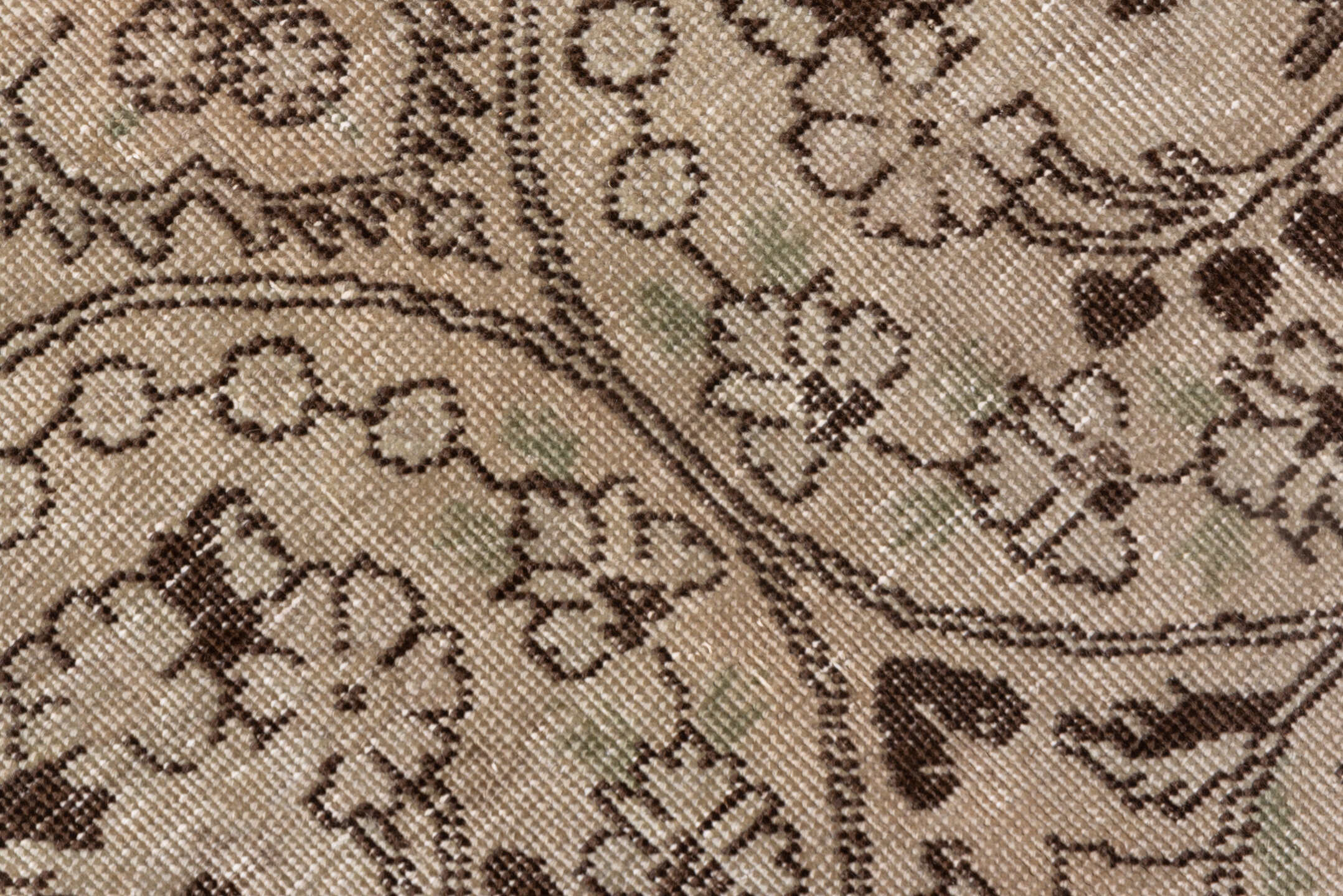 9' x 12' one-of-a-kind handmade antique Sivas large size rug. Color palette: ivory, taupe, brown, camel, beige, gray