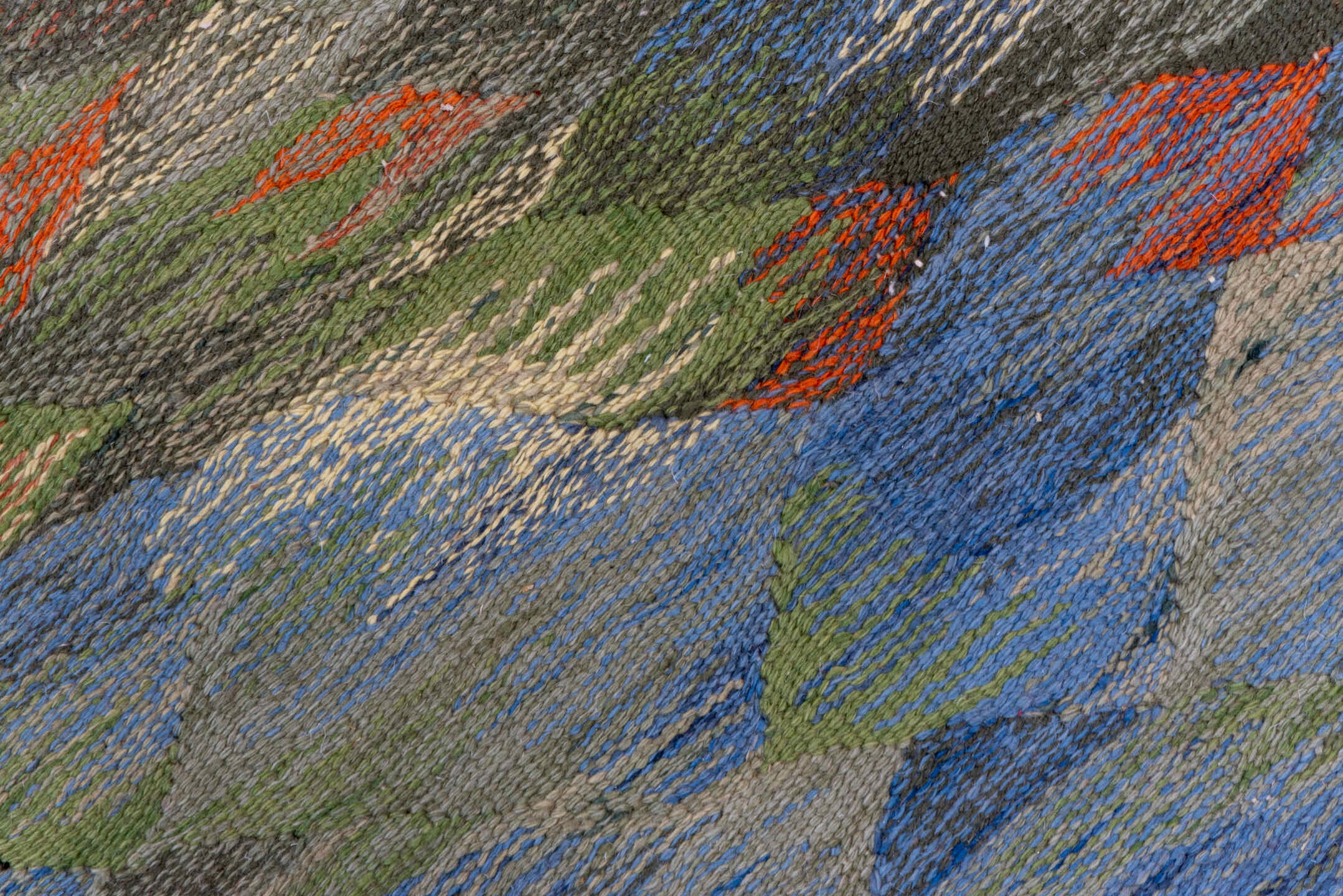 2' x 4' one-of-a-kind handmade vintage Kilim small size rug. Color palette: black, blue, brown, dim gray, fiord, gray