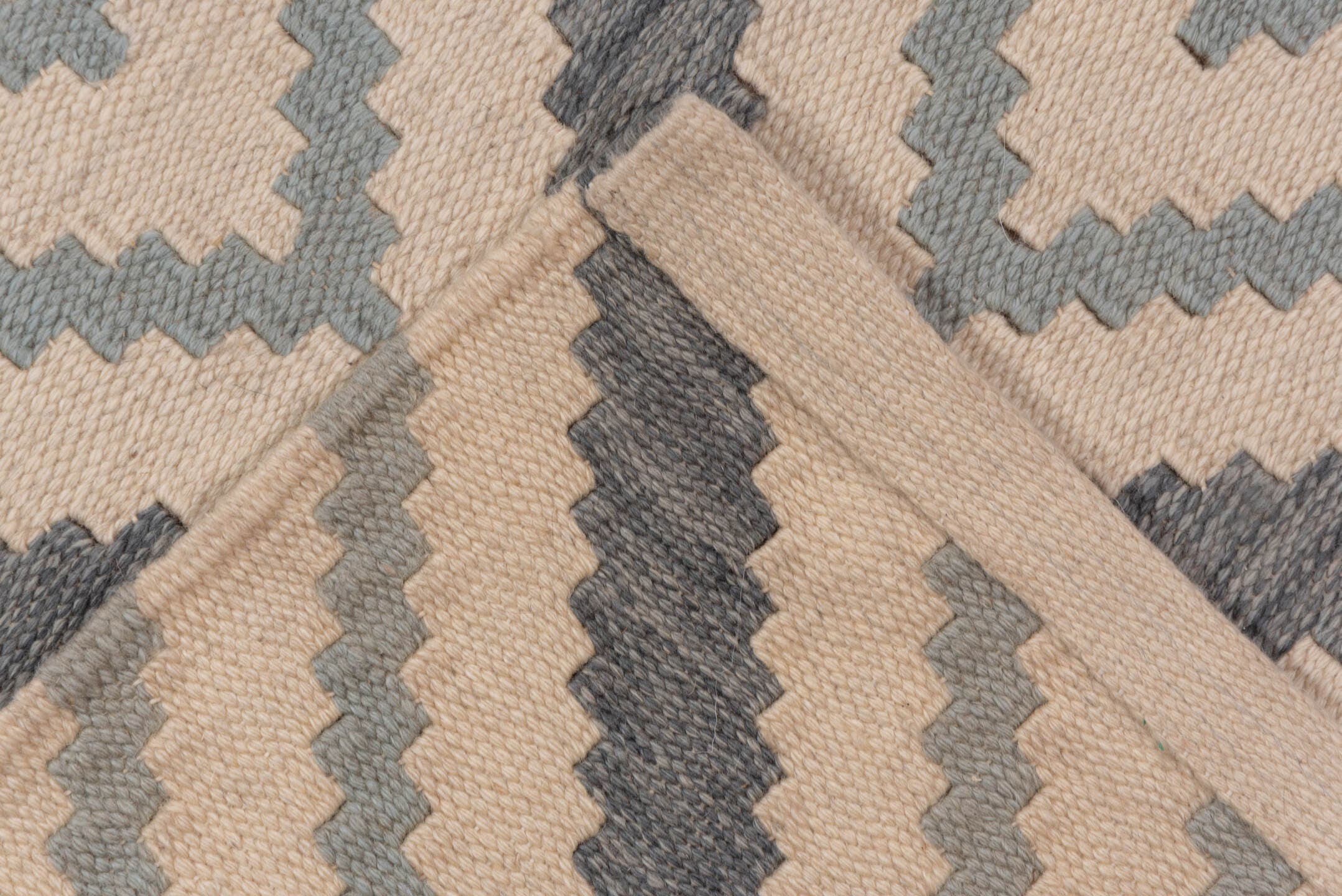 10' x 12' one-of-a-kind handmade vintage Kilim large size rug. Color palette: ivory, gray, taupe, beige