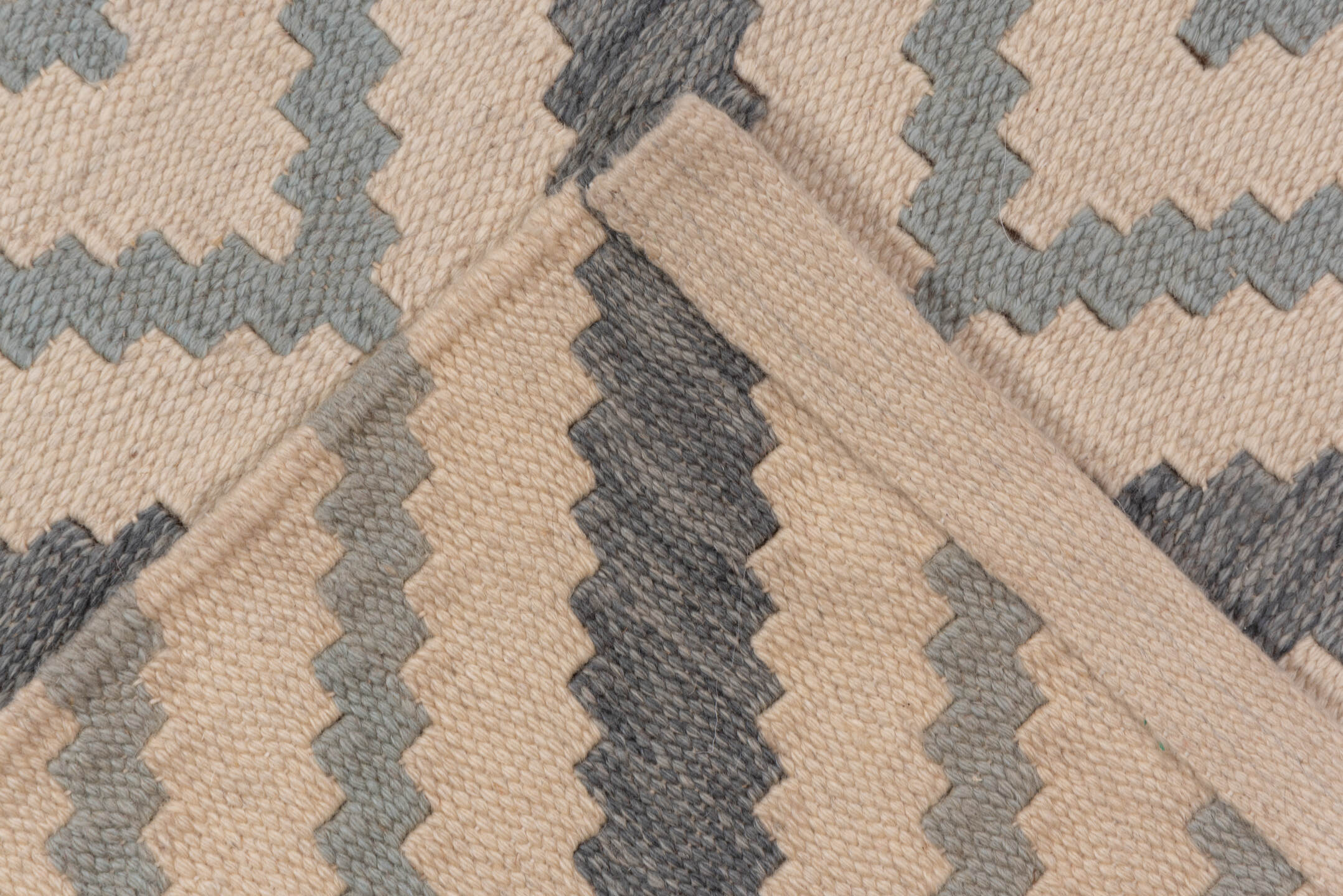 10' x 12' one-of-a-kind handmade vintage Kilim large size rug. Color palette: ivory, gray, taupe, beige
