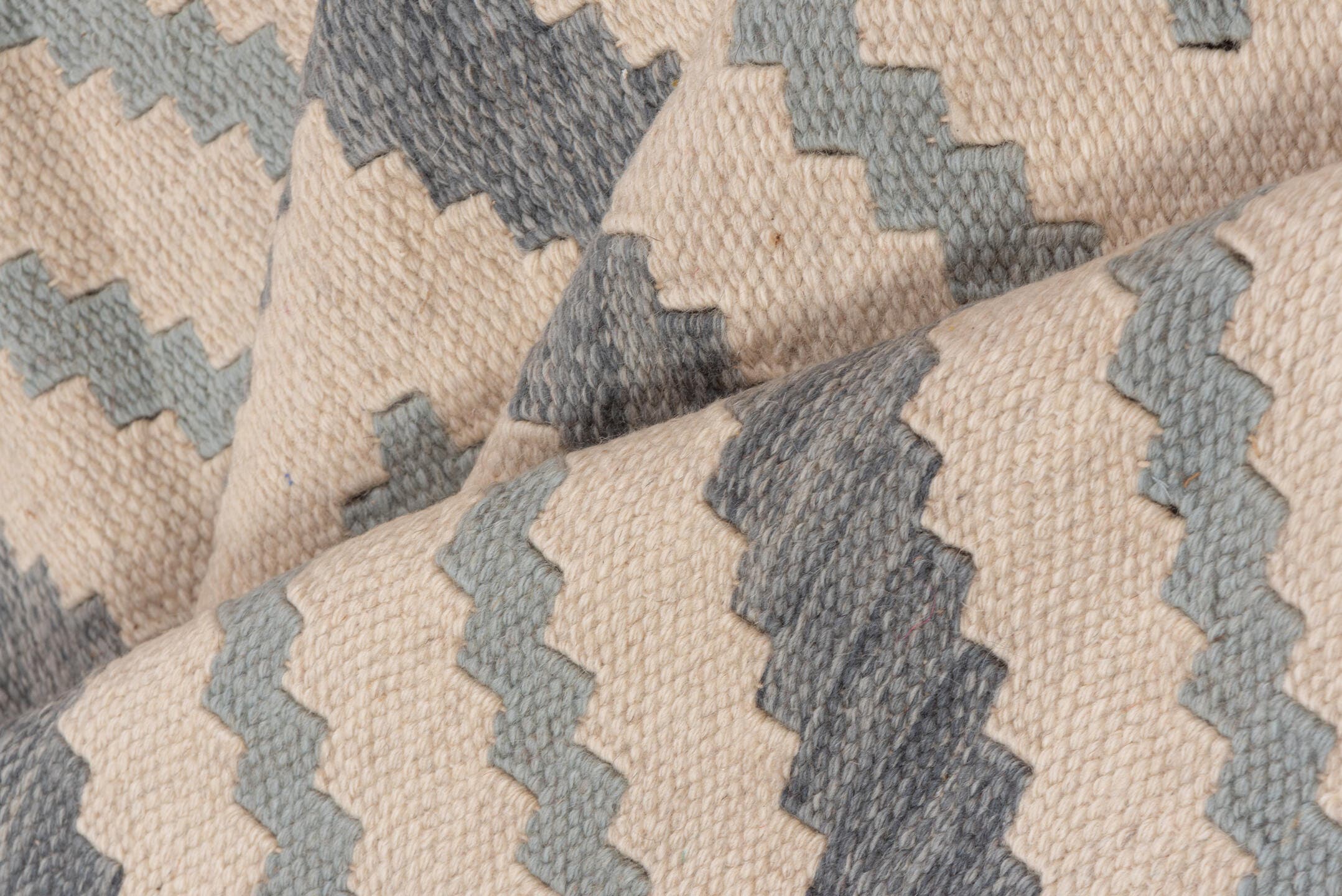 10' x 12' one-of-a-kind handmade vintage Kilim large size rug. Color palette: ivory, gray, taupe, beige