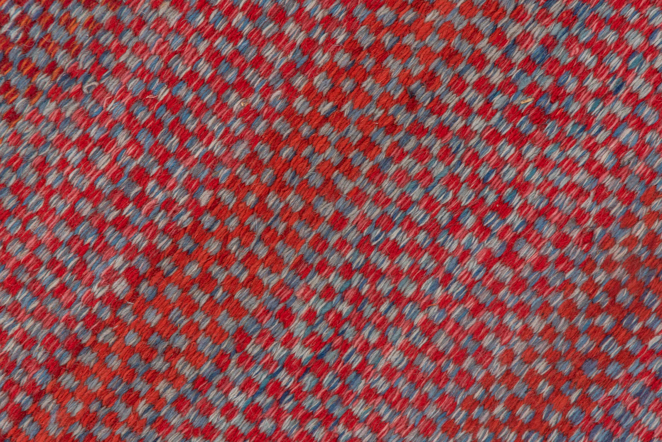 2' x 5' one-of-a-kind handmade vintage Kilim small size rug. Color palette: brown, gray, off-white, pink, red, redwood, snow