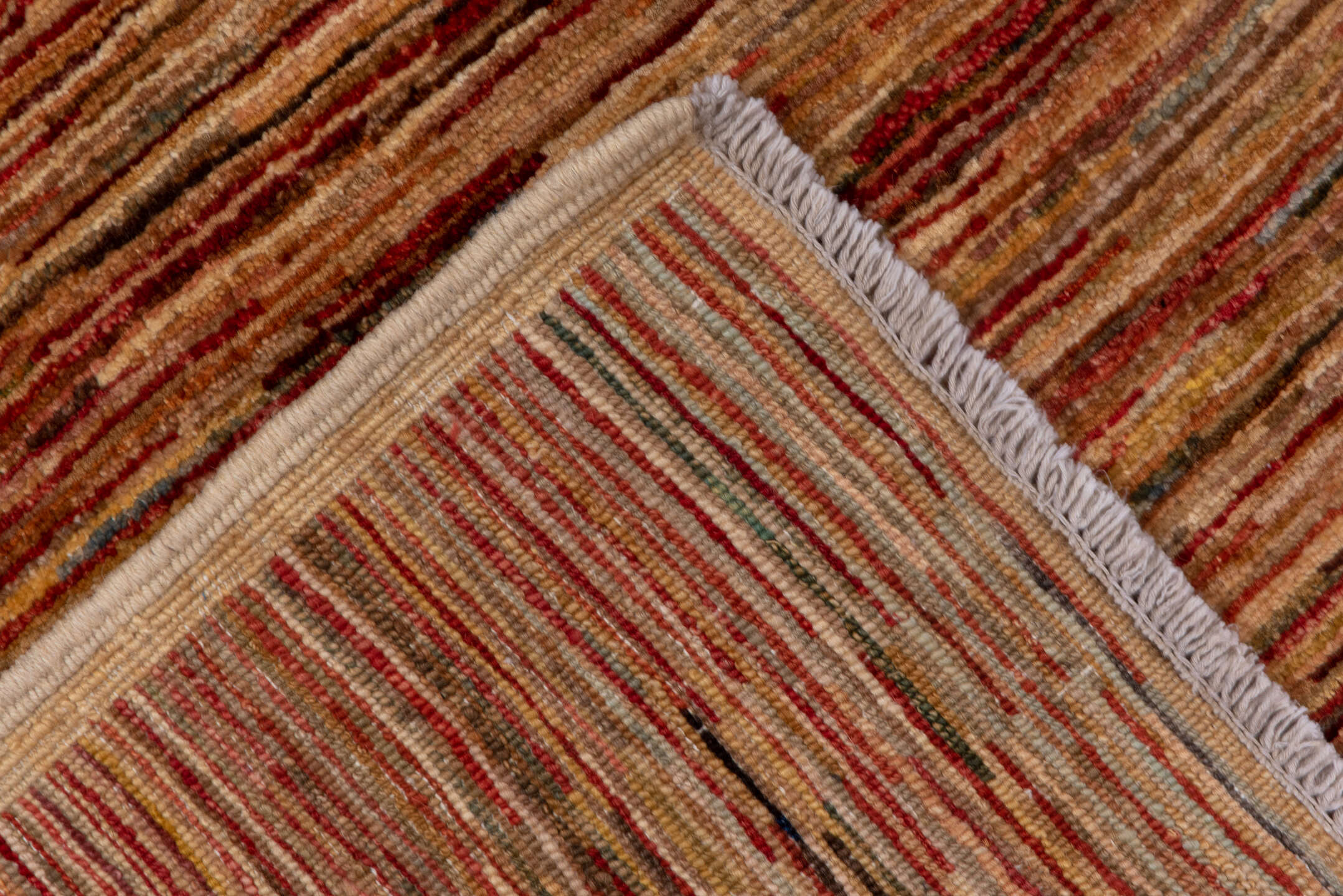 6' x 9' one-of-a-kind handmade vintage Afghan medium size rug. Color palette: camel, terra cotta, rust, beige, taupe