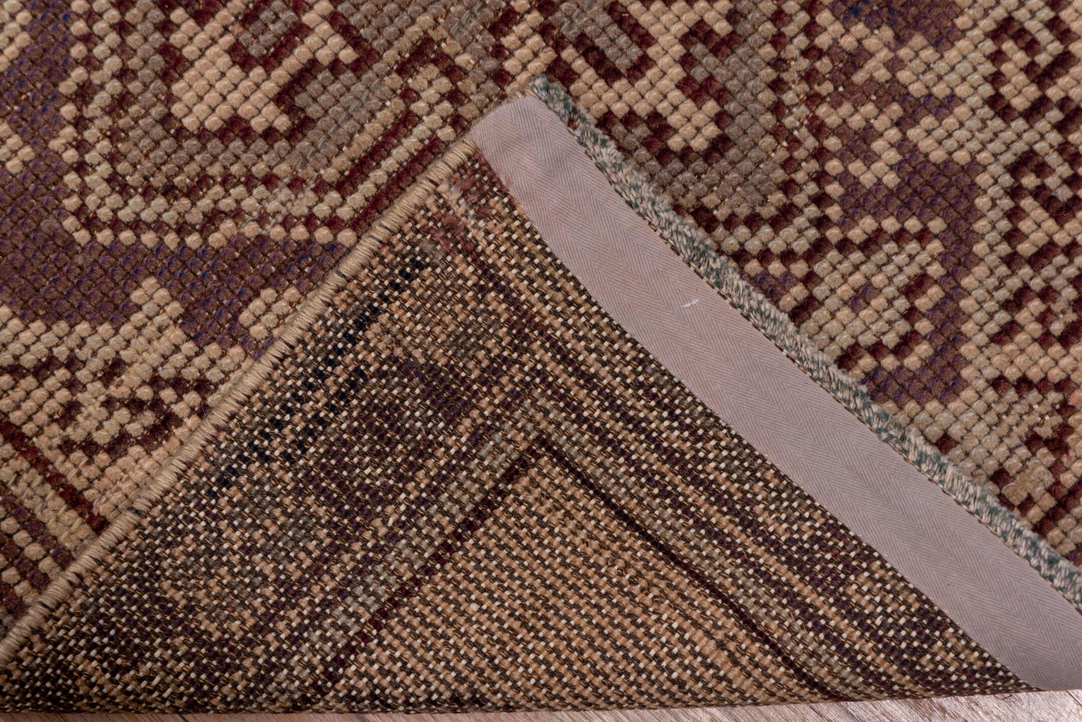 2' x 18' one-of-a-kind handmade antique Oushak runner rug. Color palette: taupe, brown, mauve, beige, gray, pink, purple