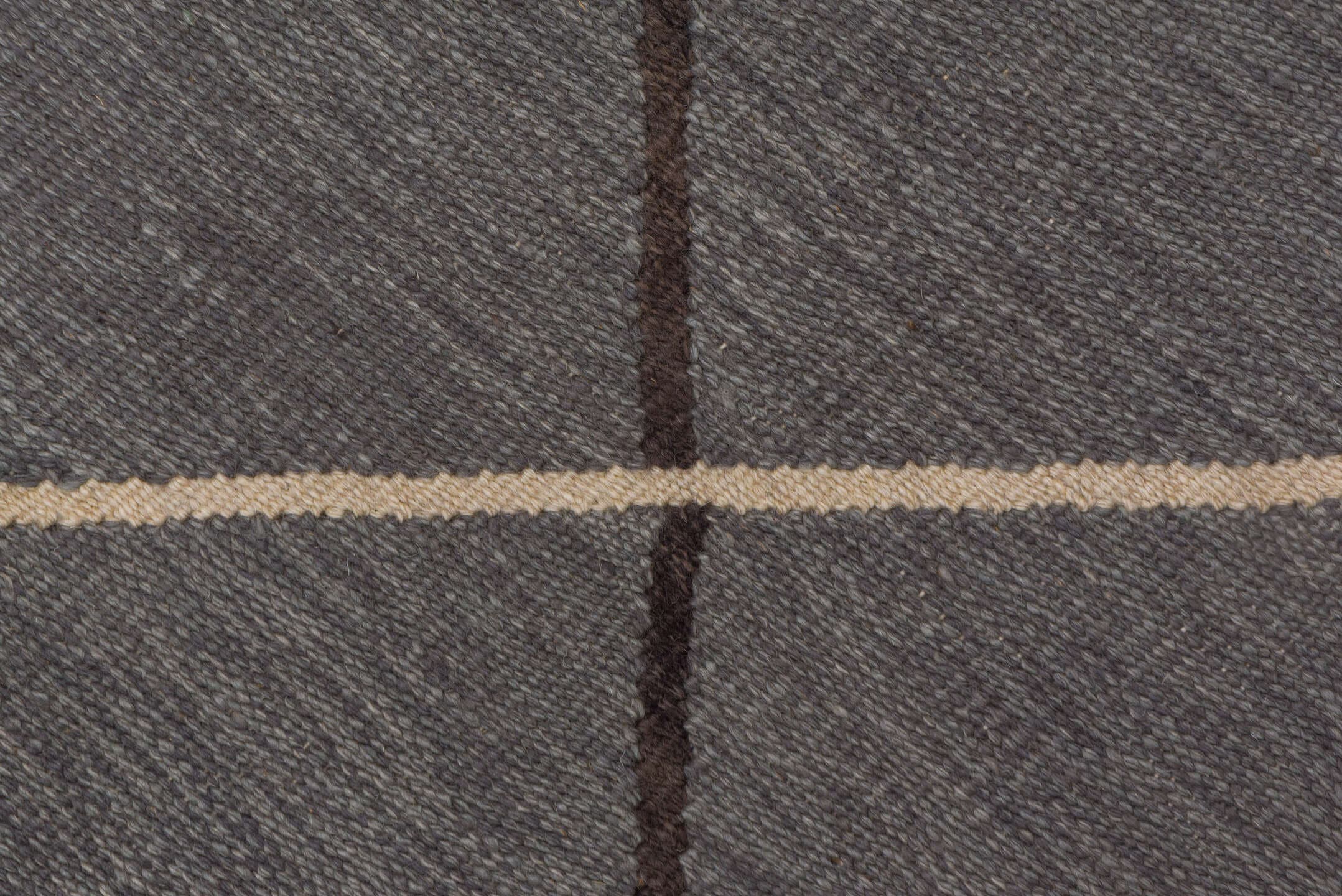 3' x 5' one-of-a-kind handmade vintage Kilim small size rug. Color palette: gray, charcoal, ivory, brown, black