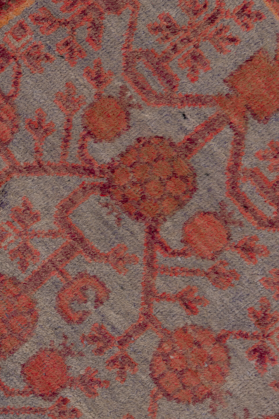 5' x 10' one-of-a-kind handmade vintage Khotan medium size rug. Color palette: brown, gray, pink, red, redwood