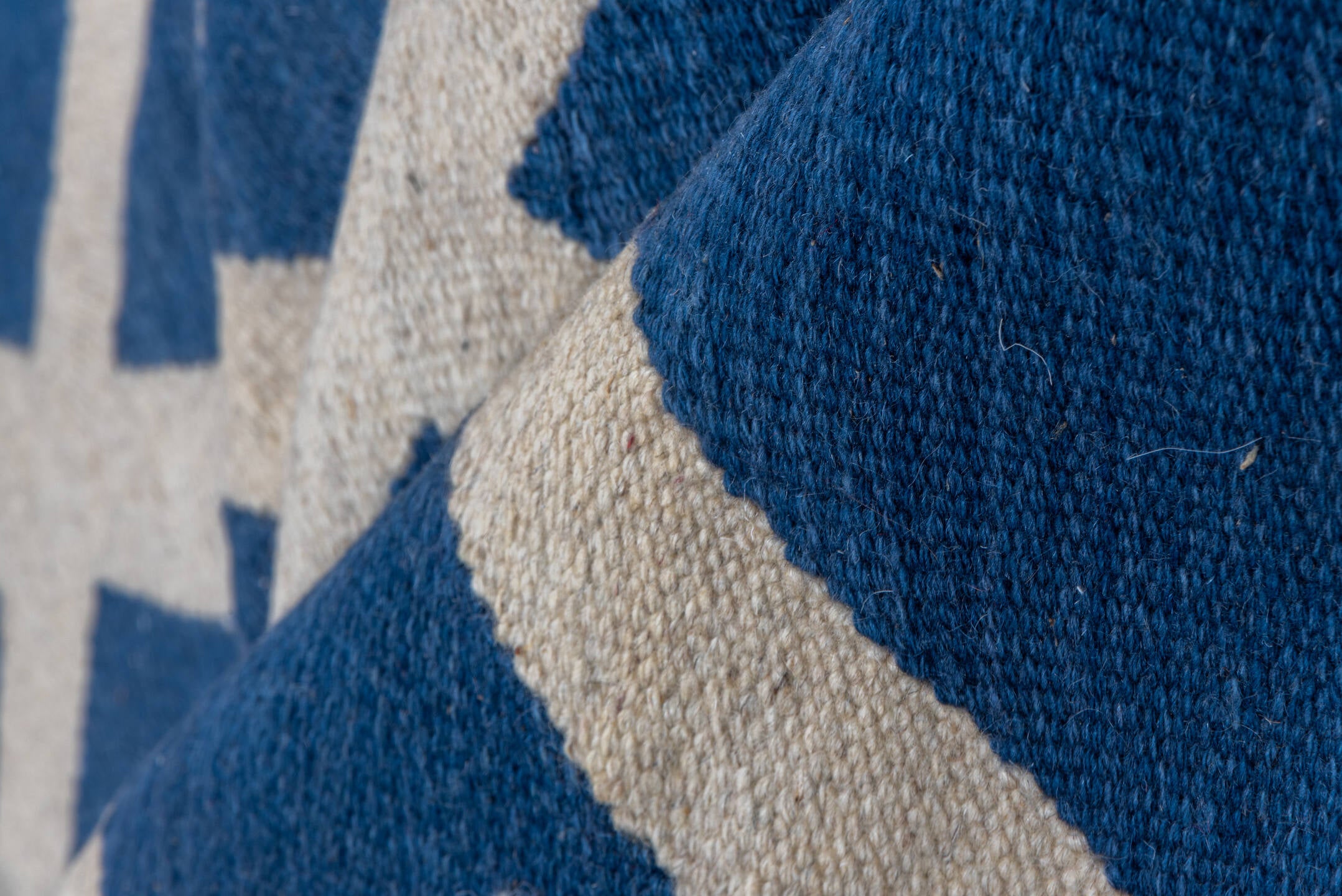 8' x 9' one-of-a-kind handmade vintage Kilim rug. Color palette: blue, brown, dark gray, dim gray, gray, light gray