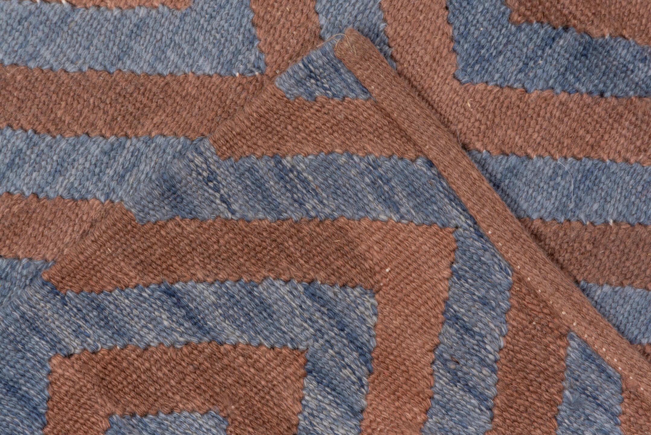8' x 10' one-of-a-kind handmade vintage Kilim large size rug. Color palette: terra cotta, slate, dusty rose, terracotta