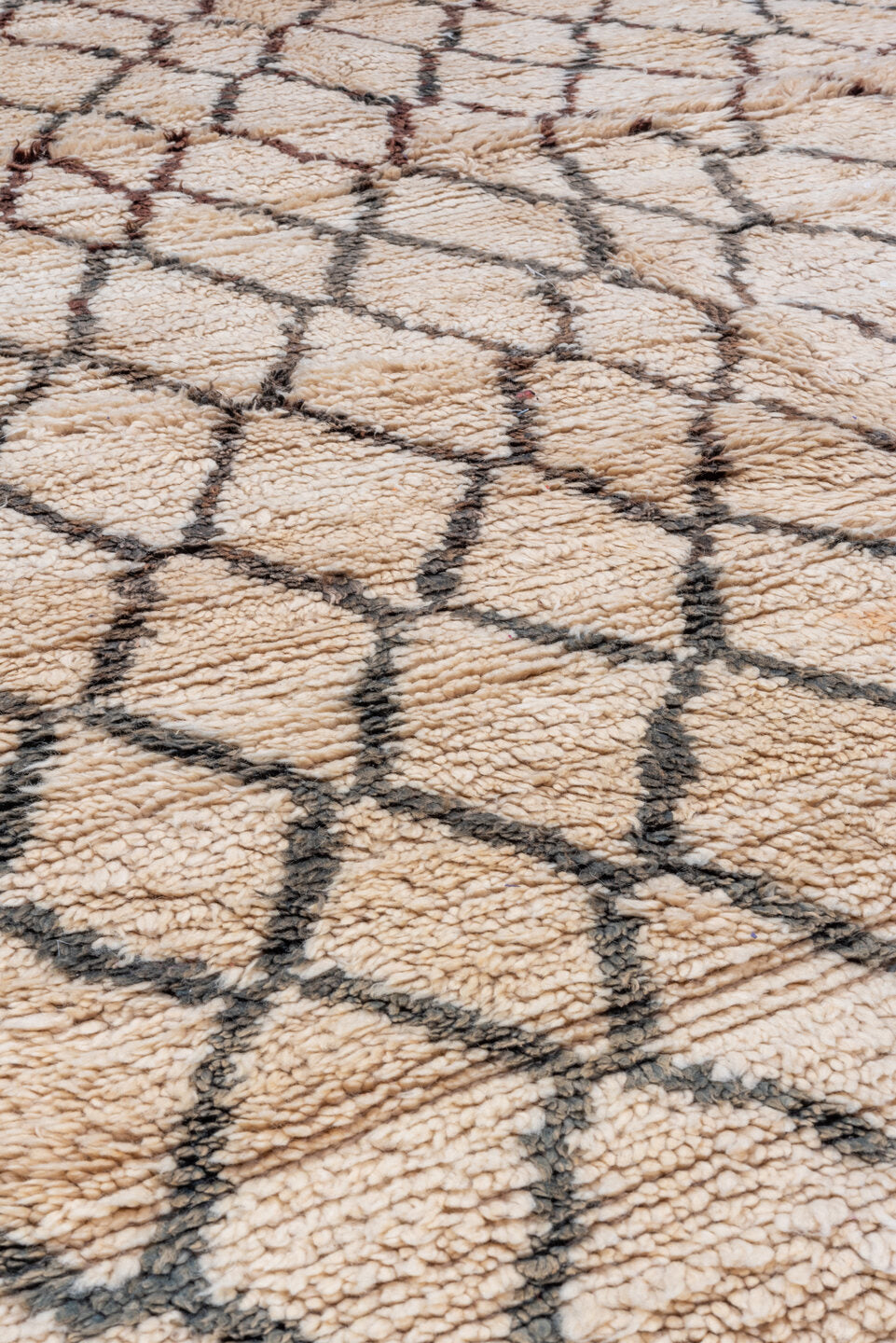 6' x 9' one-of-a-kind handmade vintage Moroccan medium size rug. Color palette: ivory, charcoal, rust, taupe, gray, black