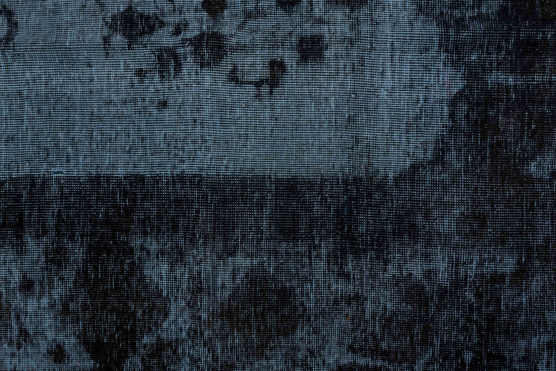 9' x 12' one-of-a-kind handmade vintage Overdyed large size rug. Color palette: black, blue, charcoal, dim gray, gray