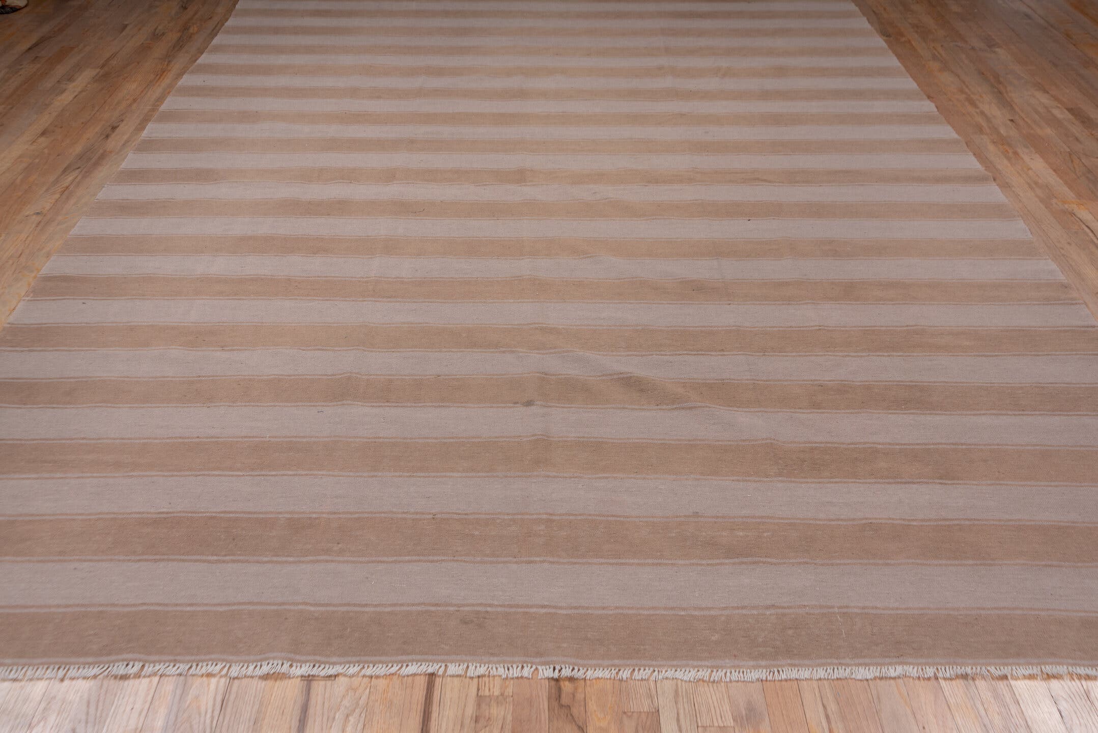 9' x 12' one-of-a-kind handmade vintage Kilim large size rug. Color palette: taupe, blush, ivory, beige, gray, pink