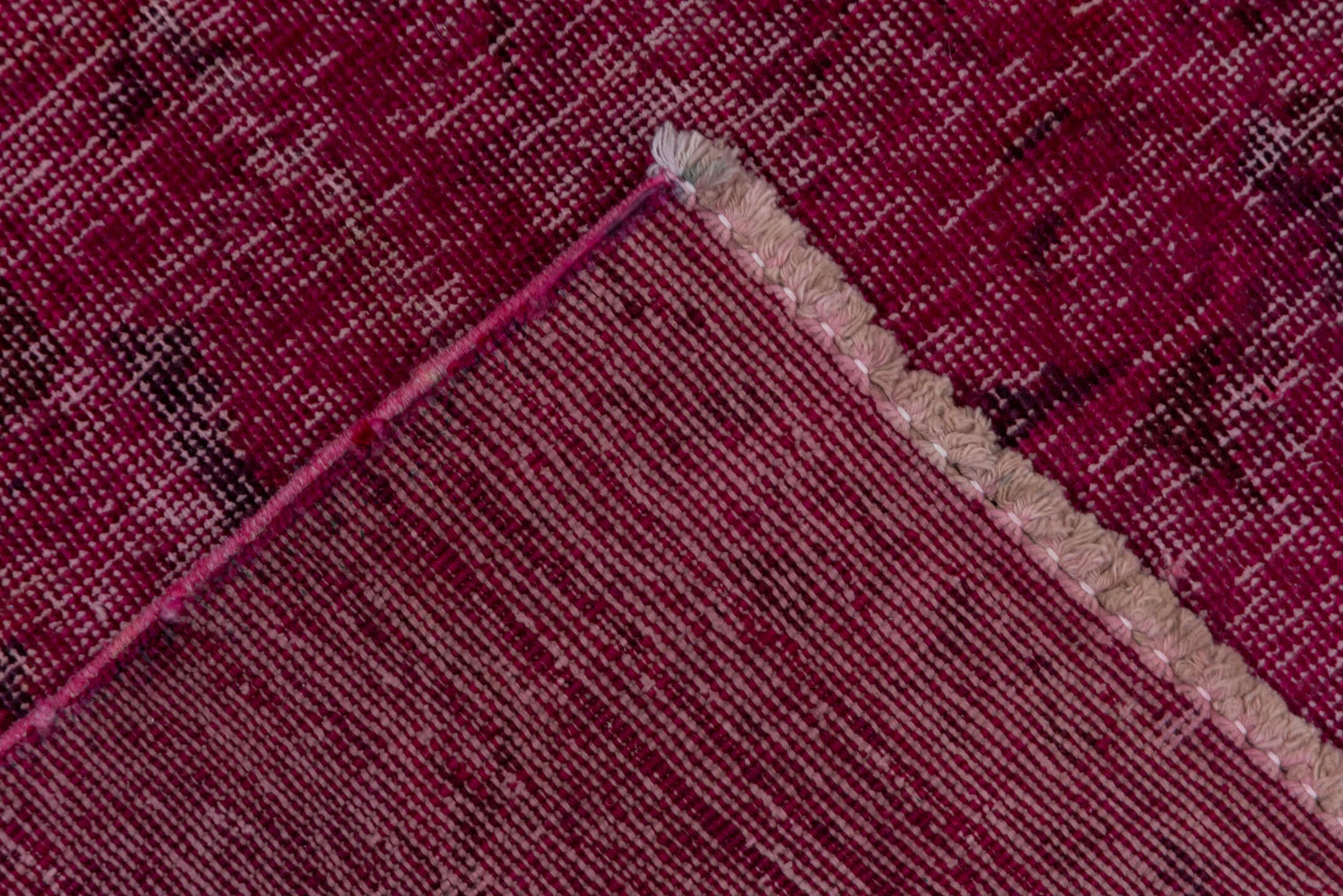 9' x 10' one-of-a-kind handmade antique Overdyed large size rug. Color palette: raspberry, magenta, rose, berry, plum