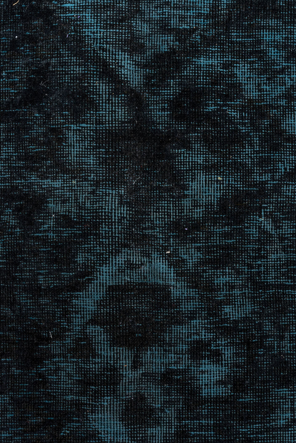 9' x 12' one-of-a-kind handmade antique Overdyed large size rug. Color palette: teal, charcoal, ink blue, slate, gray, black