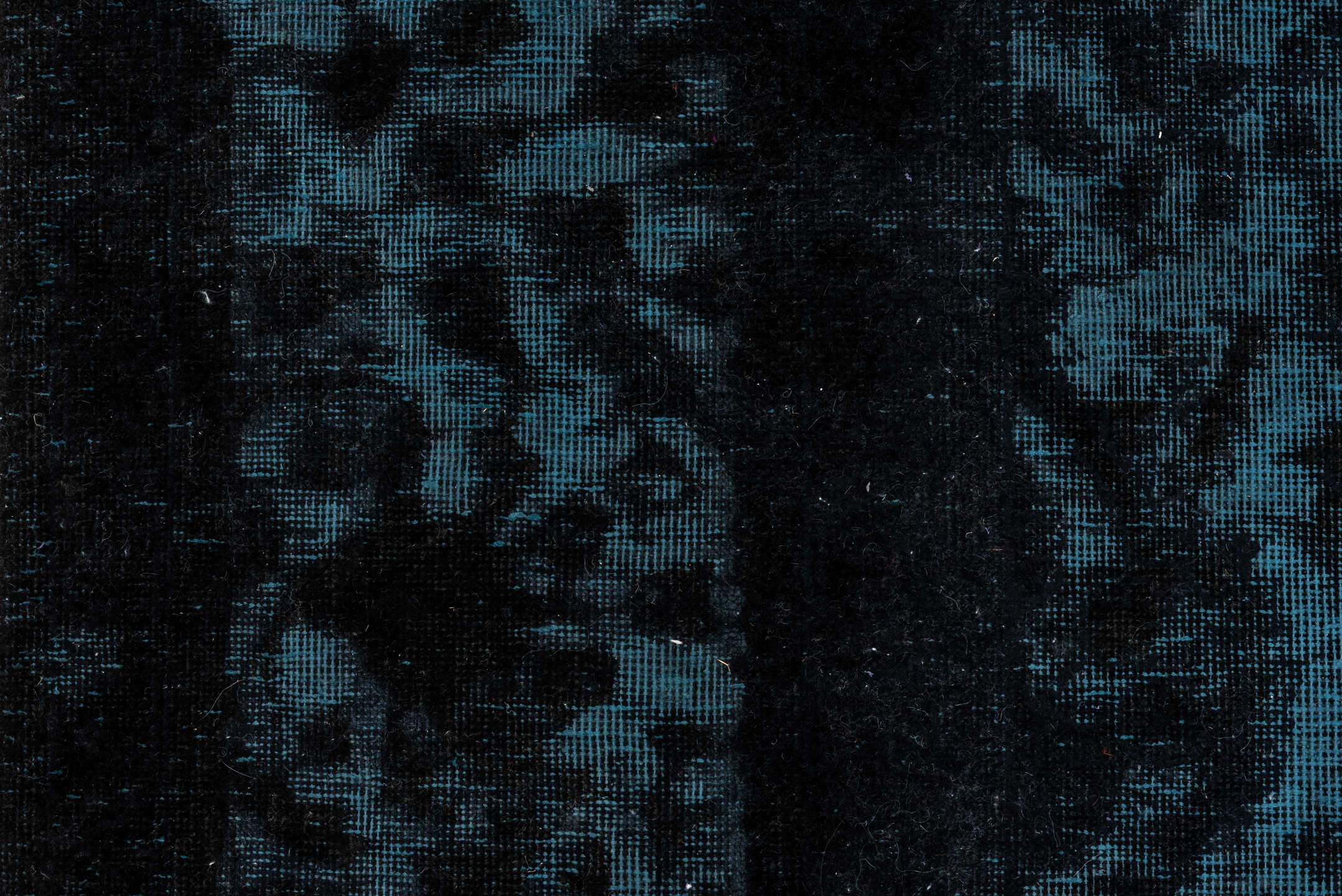 9' x 12' one-of-a-kind handmade antique Overdyed large size rug. Color palette: teal, charcoal, ink blue, slate, gray, black