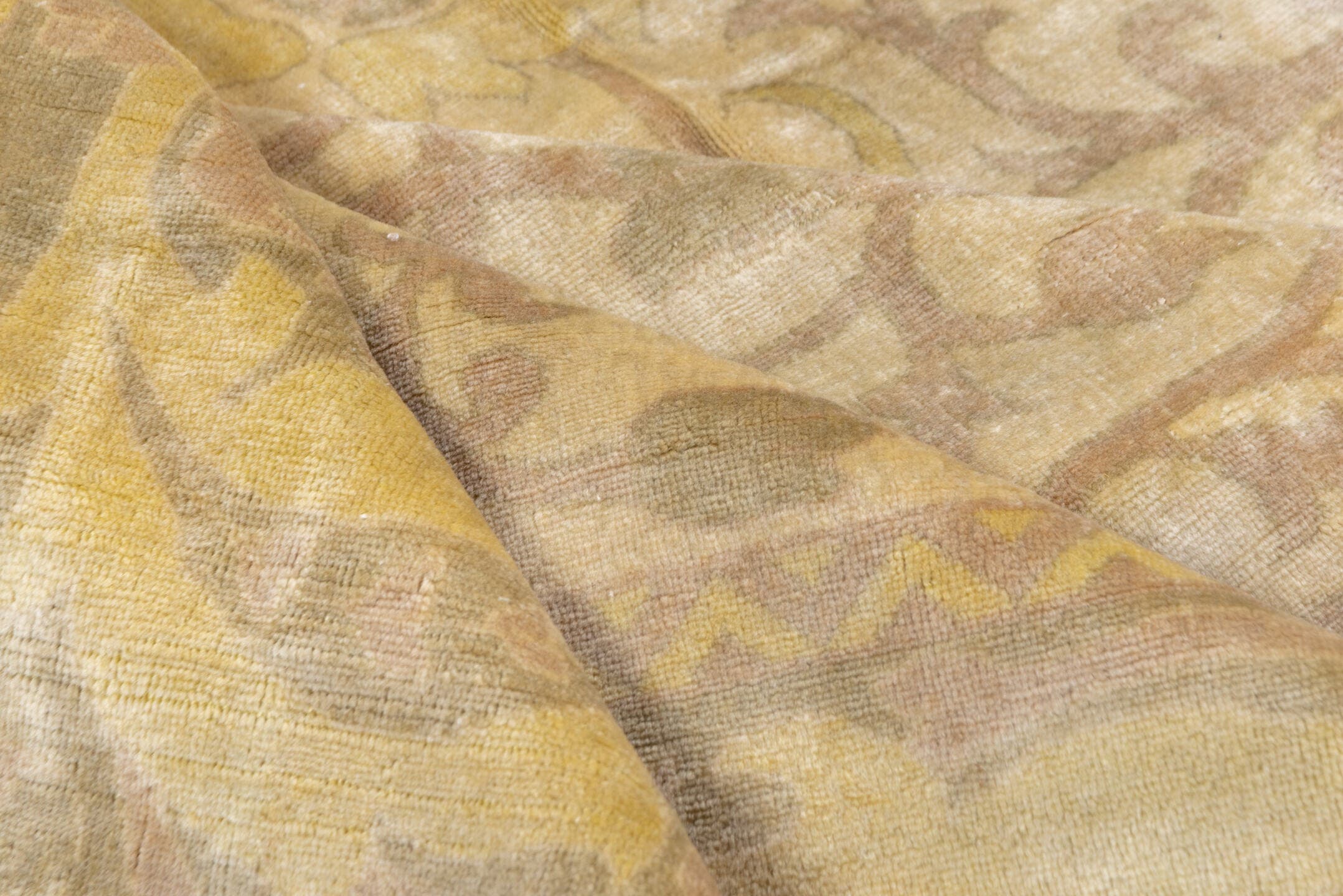 6' x 7' one-of-a-kind handmade antique Sivas rug. Color palette: beige, ivory, gold, taupe, ochre, camel, gray, brown