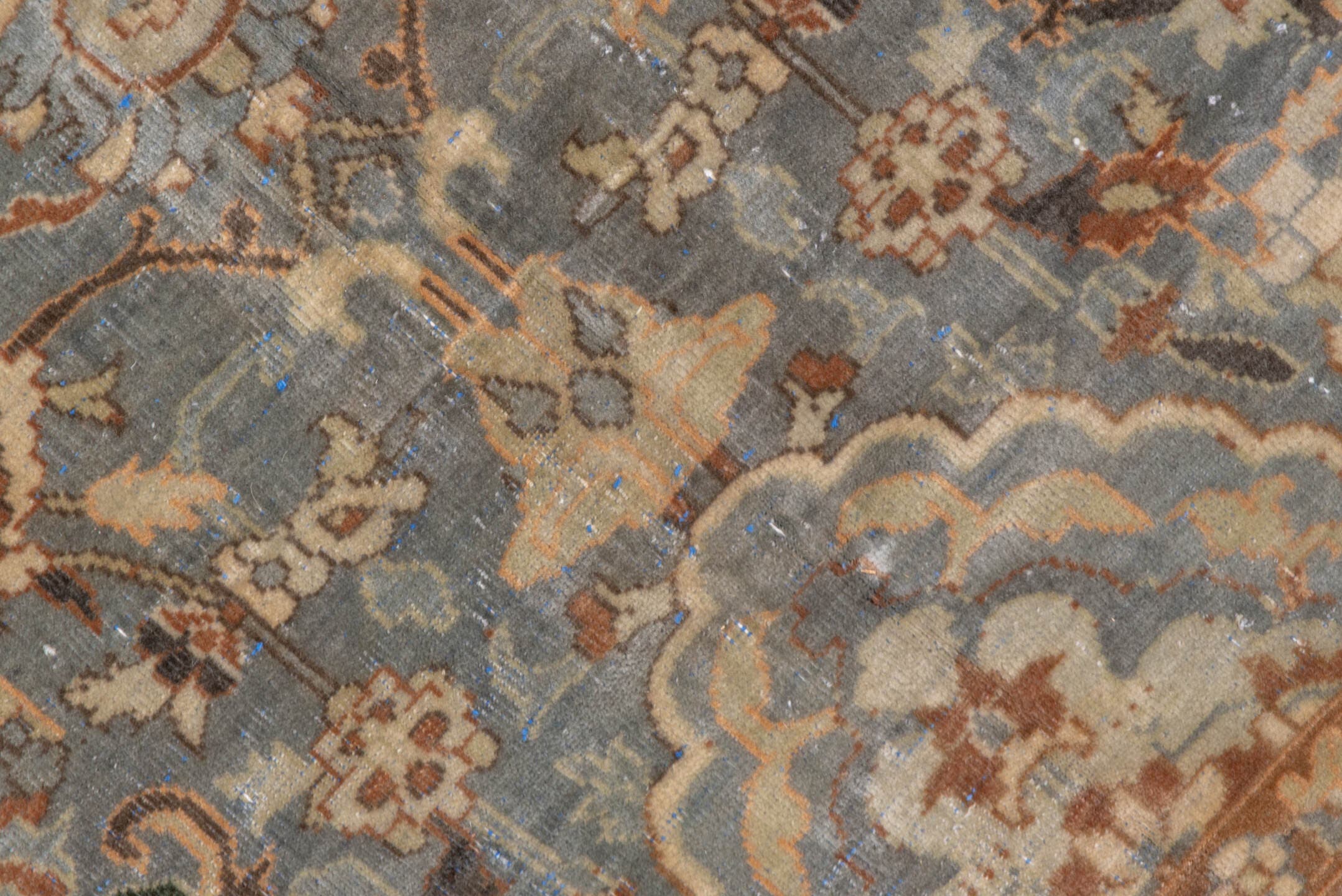 6' x 10' one-of-a-kind handmade antique Polonase large size rug. Color palette: blush, powder_blue, ivory, olive, taupe