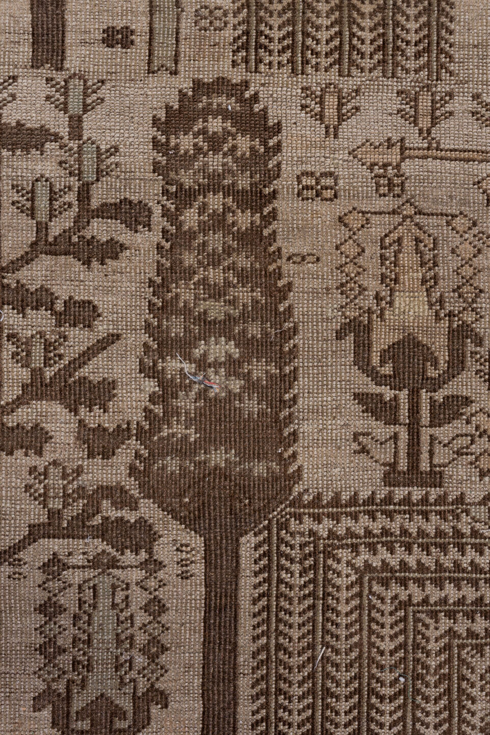 8' x 11' one-of-a-kind handmade antique Oushak large size rug. Color palette: taupe, brown, ivory, camel, charcoal, beige