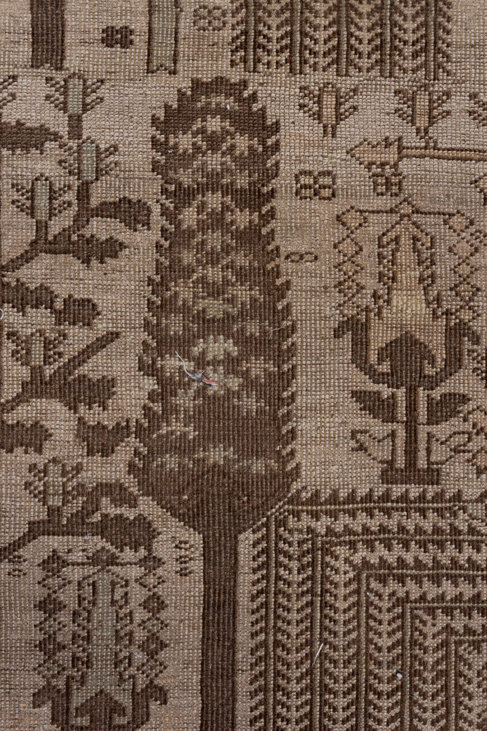 8' x 11' one-of-a-kind handmade antique Oushak large size rug. Color palette: taupe, brown, ivory, camel, charcoal, beige