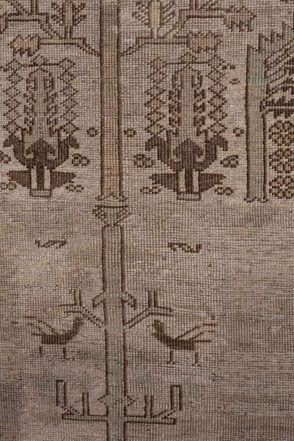 8' x 11' one-of-a-kind handmade antique Oushak large size rug. Color palette: taupe, brown, ivory, camel, charcoal, beige