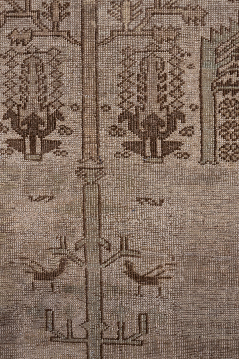 8' x 11' one-of-a-kind handmade antique Oushak large size rug. Color palette: taupe, brown, ivory, camel, charcoal, beige