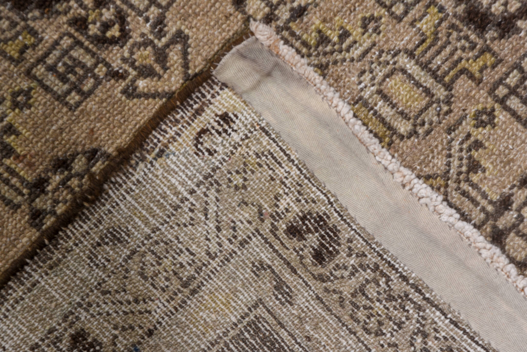 2' x 19' one-of-a-kind handmade vintage Malayer runner rug. Color palette: brown, gray, off-white, pink, snow, white