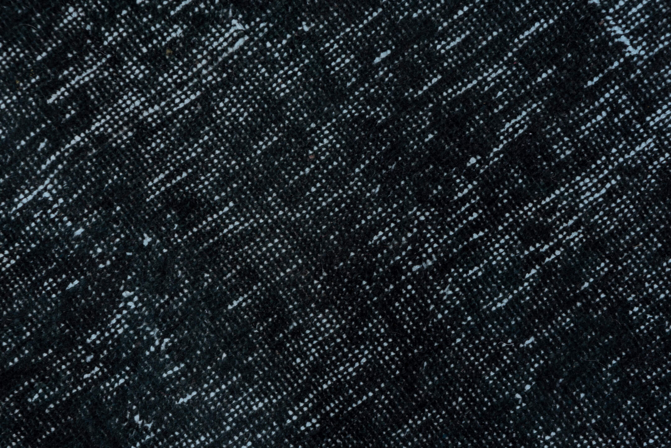 4' x 12' one-of-a-kind handmade vintage Overdyed runner rug. Color palette: black, blue, gray, light blue, light slate gray