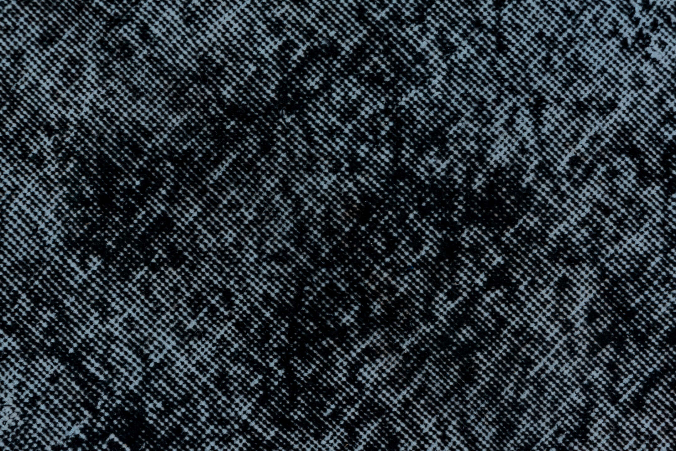 5' x 12' one-of-a-kind handmade vintage Overdyed runner rug. Color palette: slate, charcoal, steel_blue, silver, gray, black