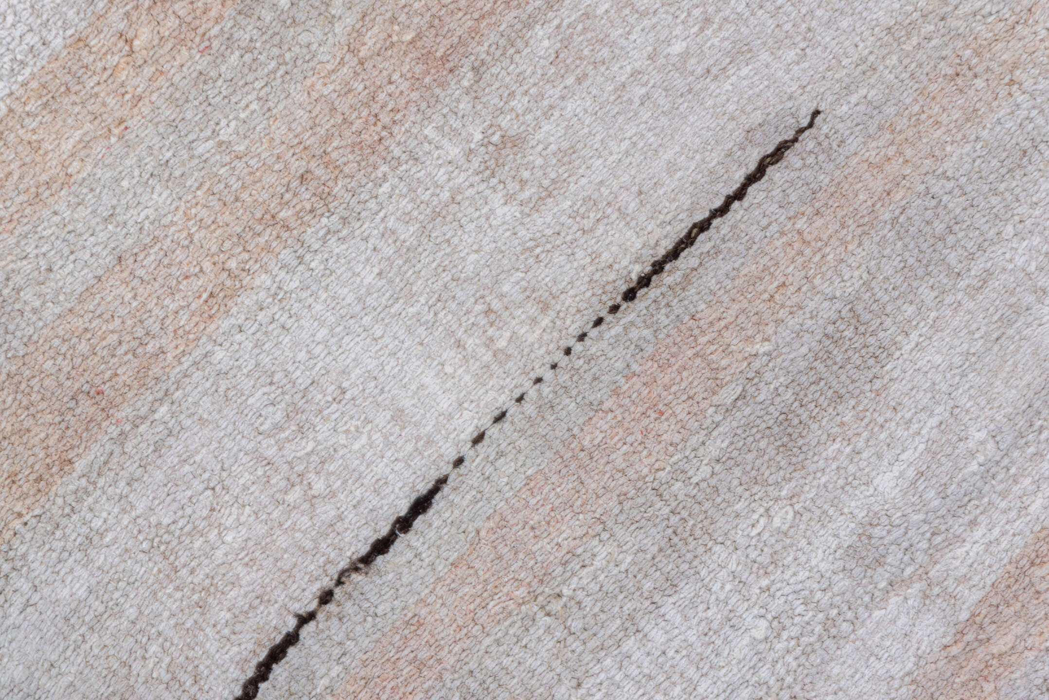 6' x 12' one-of-a-kind handmade vintage Hemp Kilim large size rug. Color palette: brown, gainsboro, gray, light gray, linen