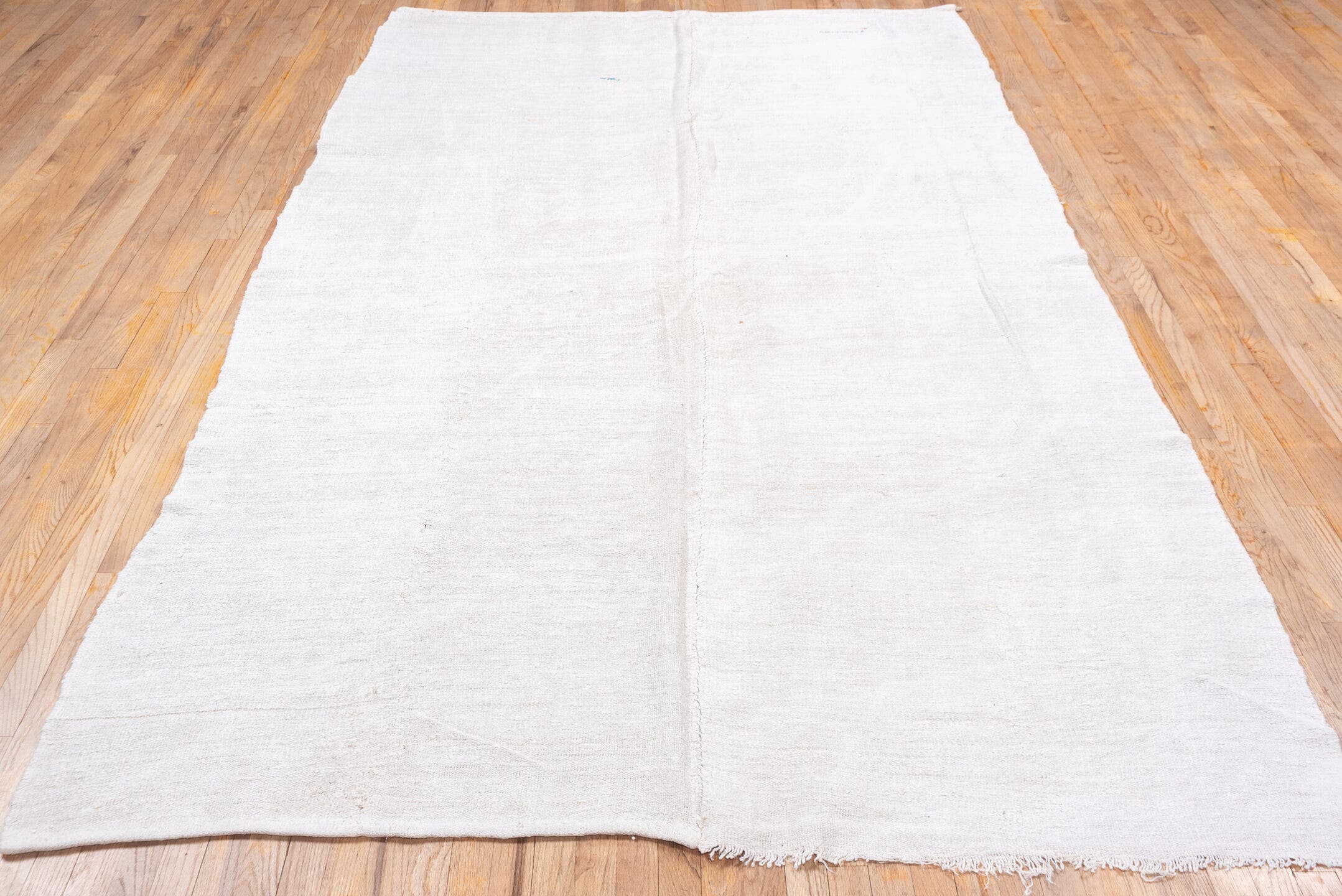6' x 10' one-of-a-kind handmade vintage Hemp Kilim large size rug. Color palette: ivory, cream, beige, taupe, faint blue