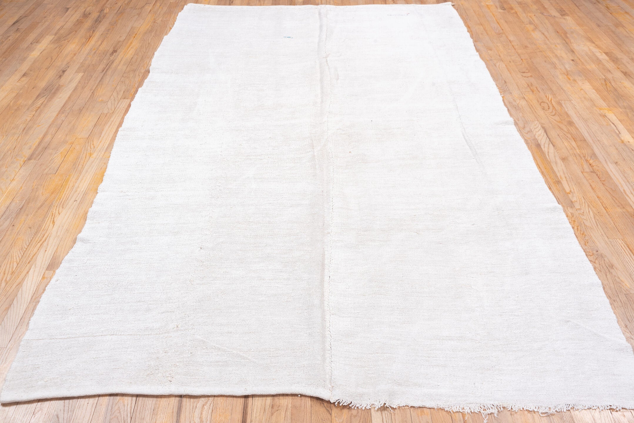 6' x 10' one-of-a-kind handmade vintage Hemp Kilim large size rug. Color palette: ivory, cream, beige, taupe, faint blue