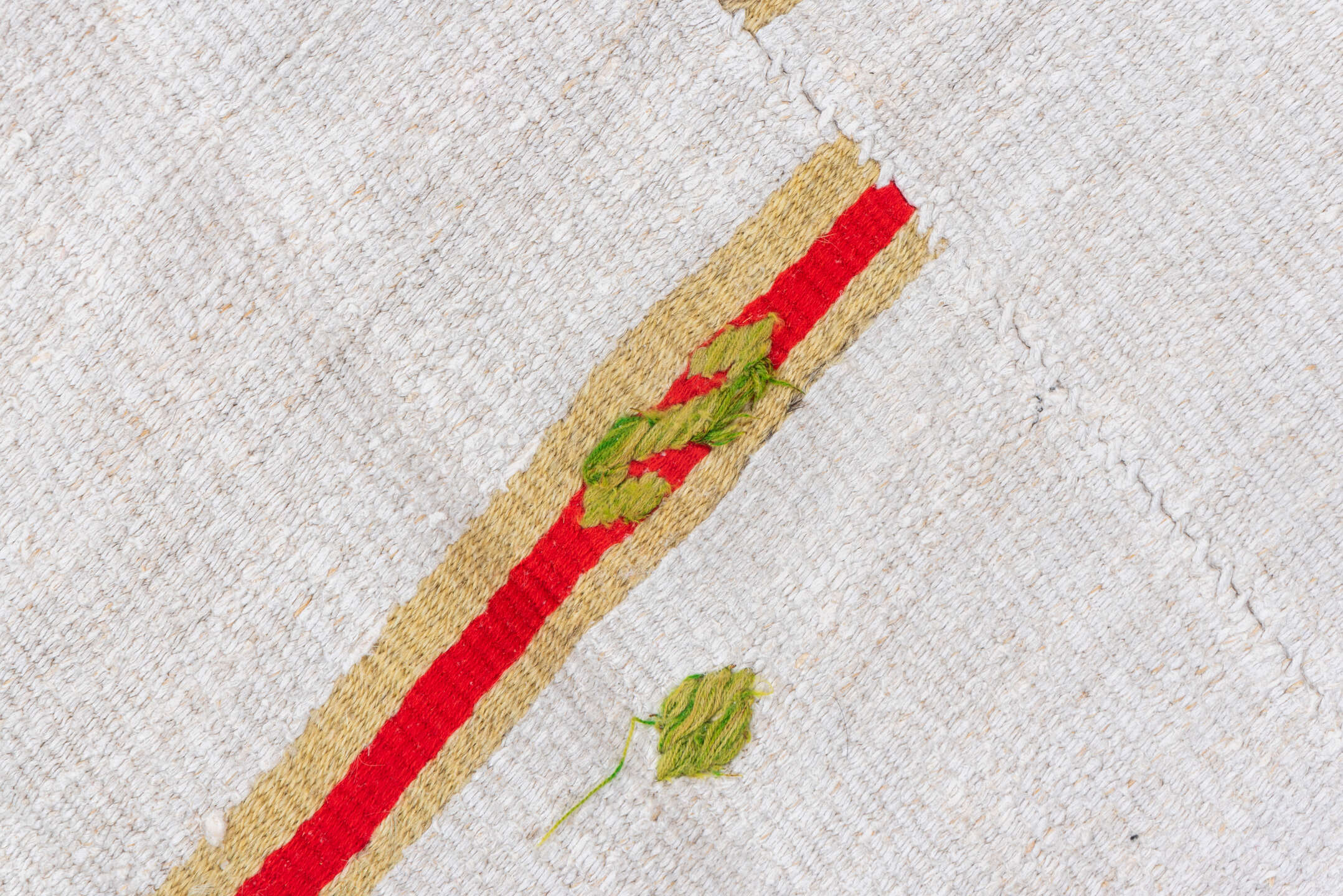 6' x 14' one-of-a-kind handmade vintage Hemp Kilim large size rug. Color palette: brown, gainsboro, ghost white, gray