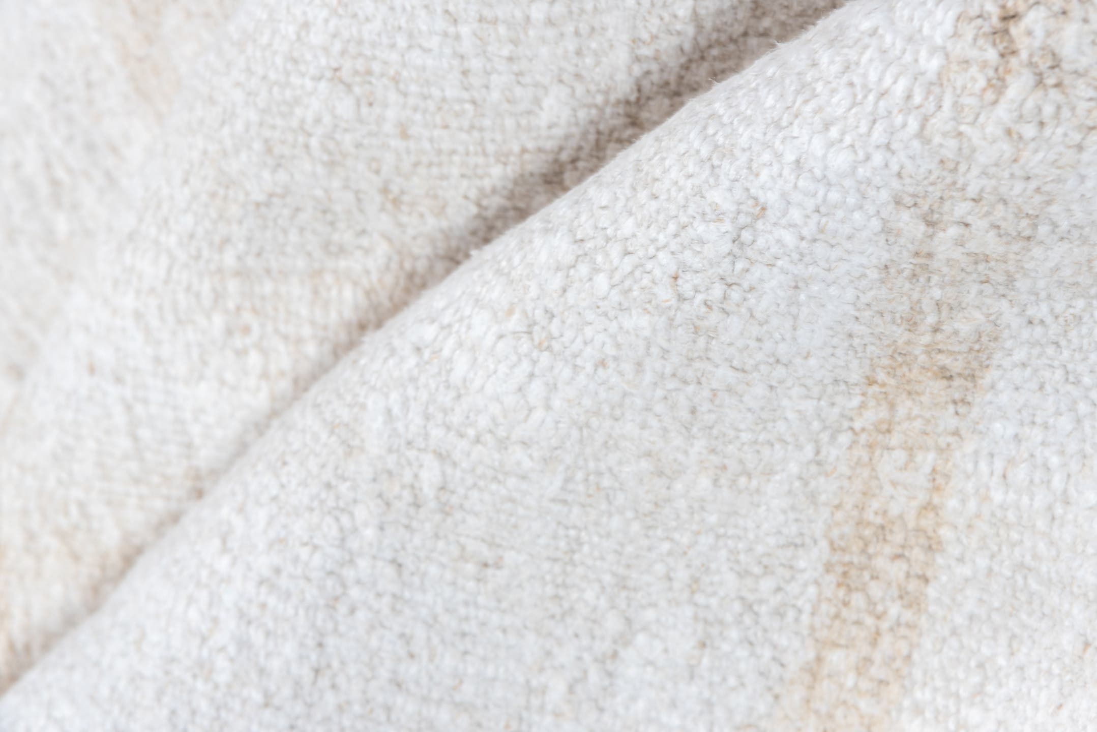5' x 12' one-of-a-kind handmade vintage Hemp Kilim rug. Color palette: ivory, camel, cream, taupe, beige, gray