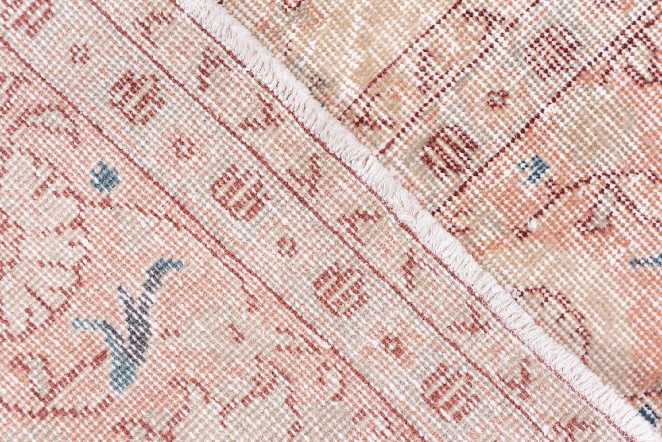 6' x 10' one-of-a-kind handmade antique Sparta large size rug. Color palette: ivory, blush, dusty rose, pale blue, cream