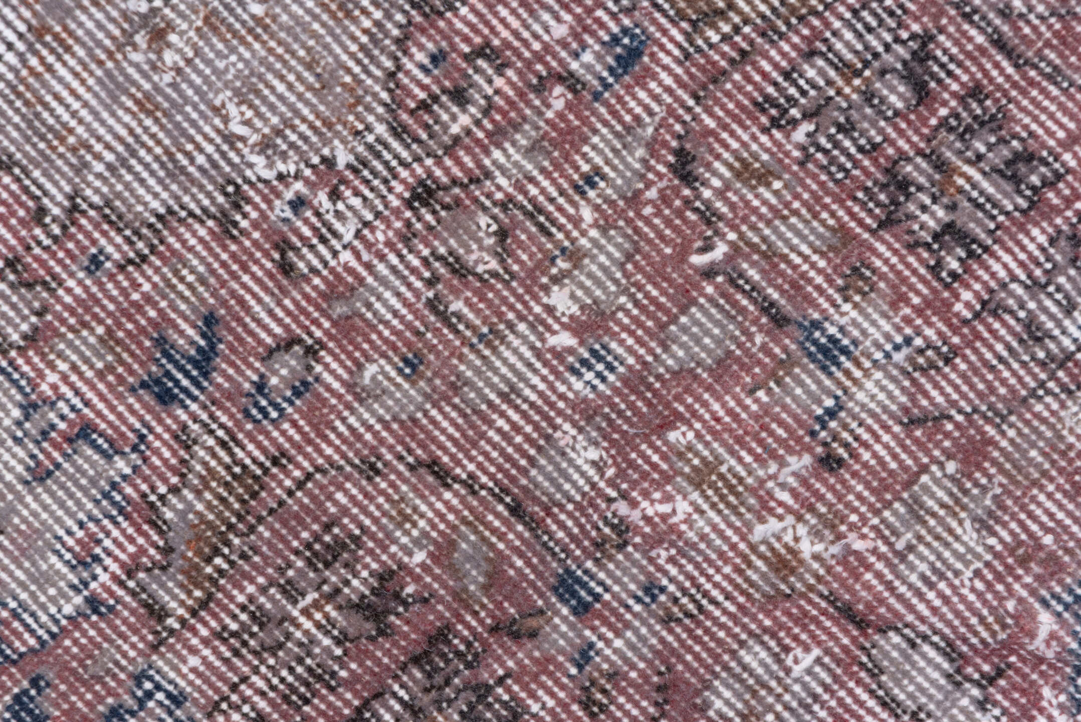 6' x 9' one-of-a-kind handmade antique Overdyed medium size rug. Color palette: rose, ivory, taupe, dusty blue, blush, beige