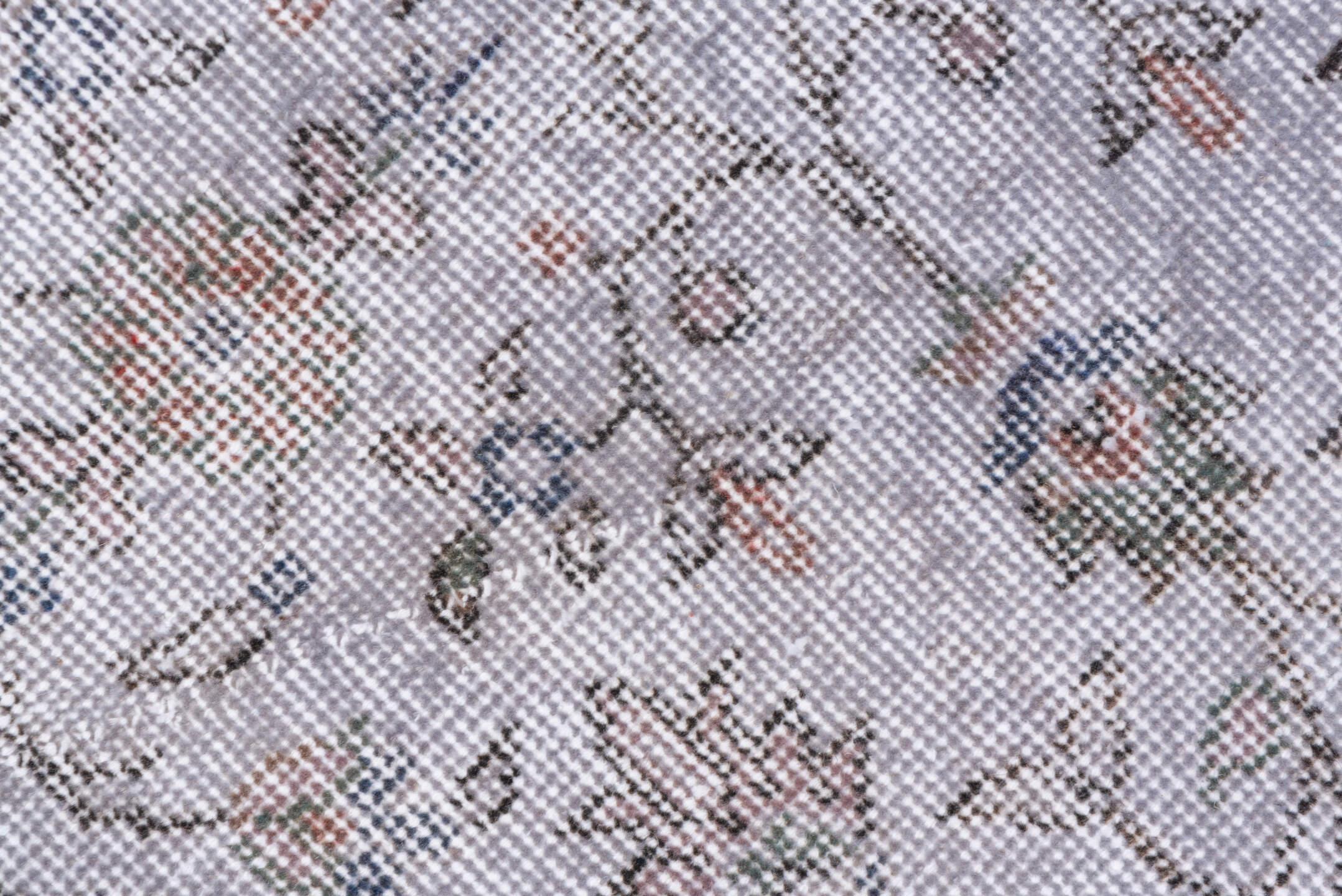 5' x 9' one-of-a-kind handmade antique Sparta medium size rug. Color palette: ivory, taupe, sage, rose, slate, beige, gray