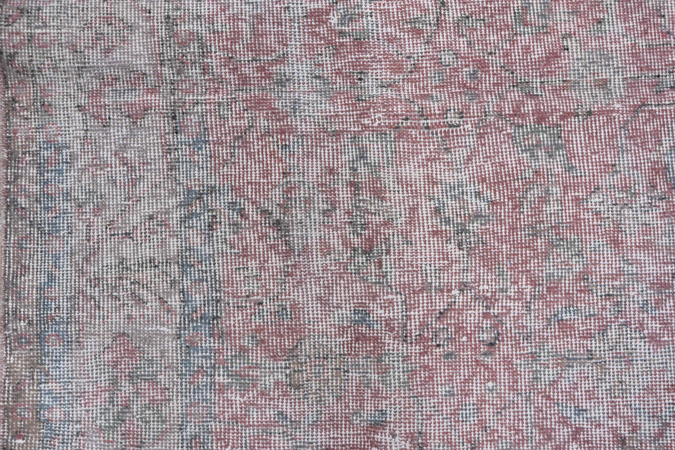 5' x 8' one-of-a-kind handmade antique Overdyed medium size rug. Color palette: blush, ivory, pale gray, dusty rose, taupe