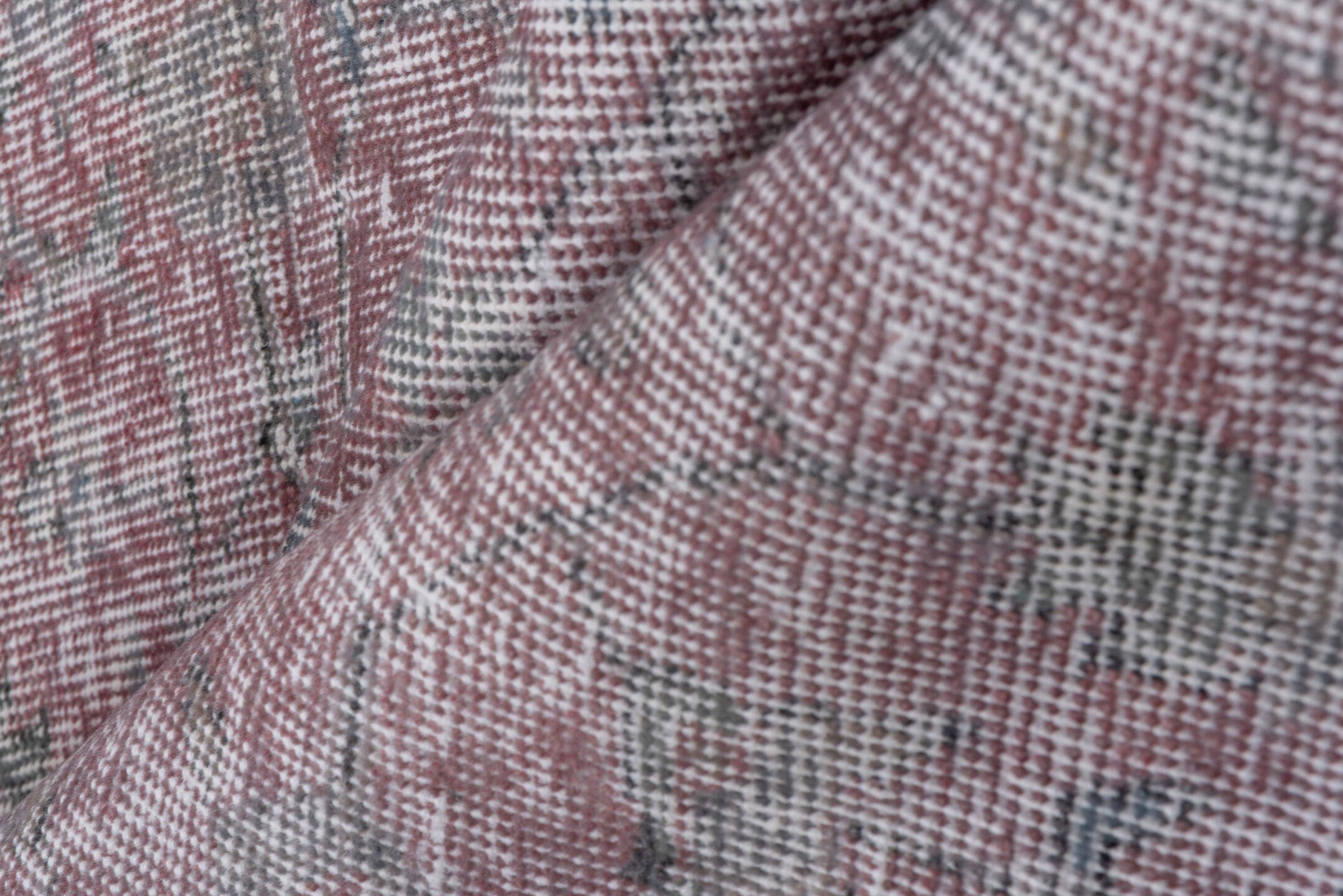 5' x 8' one-of-a-kind handmade antique Overdyed medium size rug. Color palette: blush, ivory, pale gray, dusty rose, taupe
