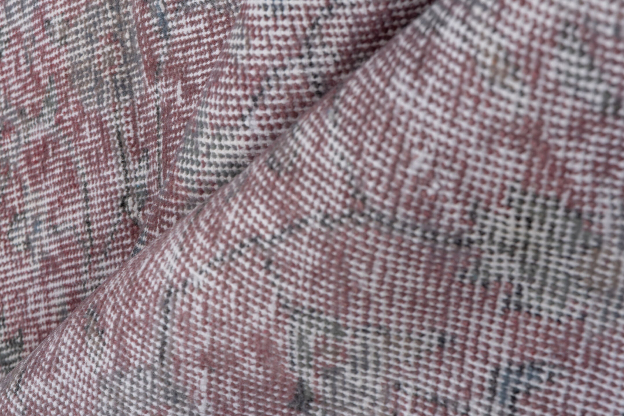 5' x 8' one-of-a-kind handmade antique Overdyed medium size rug. Color palette: blush, ivory, pale gray, dusty rose, taupe
